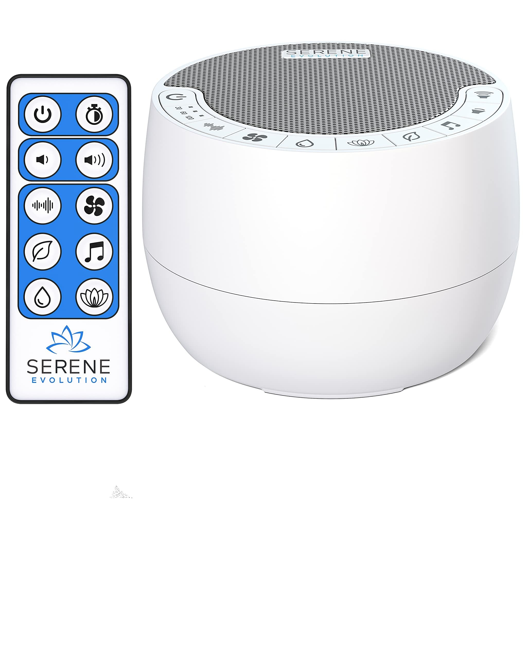 Serene Evolution White Noise Machine - 70 Sounds, Adult/Baby Sleep, Office Privacy, Fan/Ocean/Rain, White