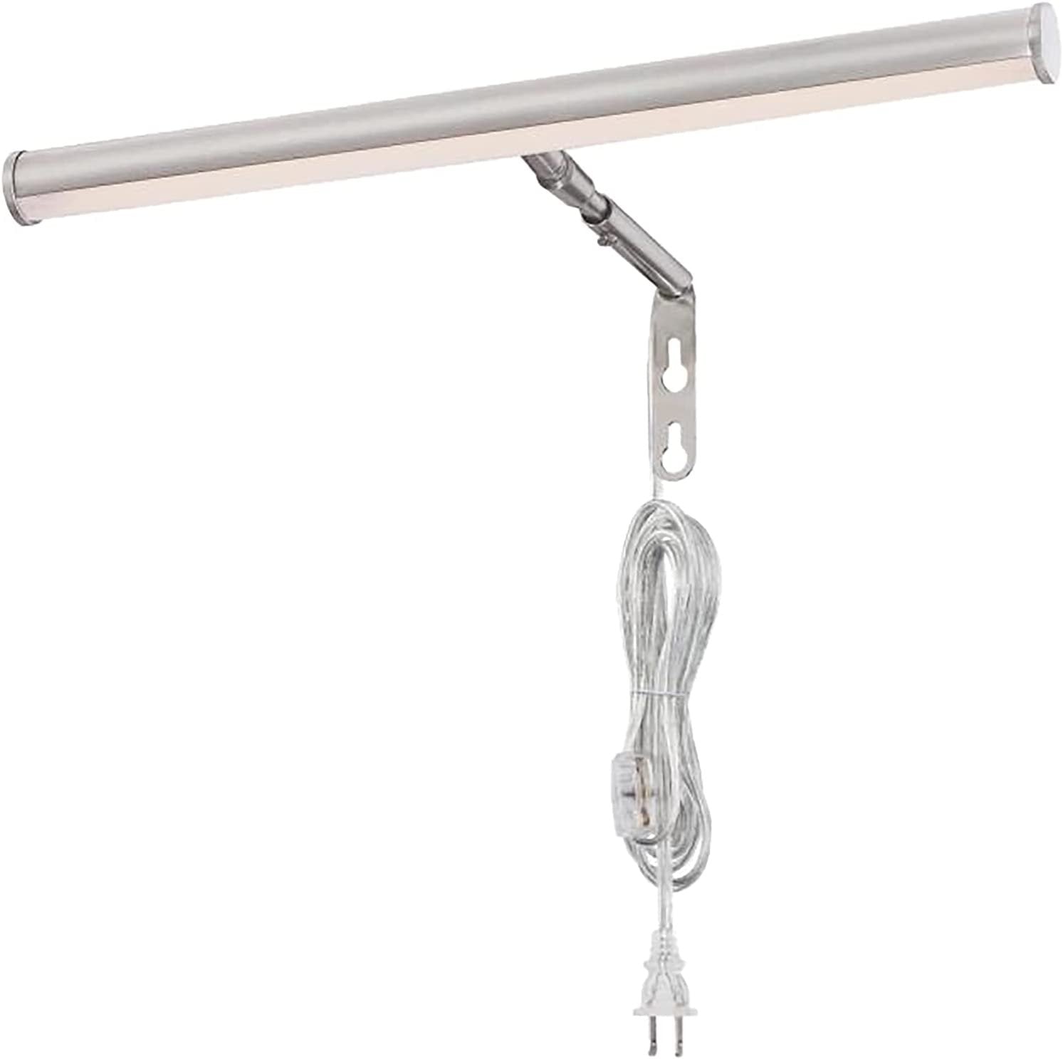 LED-14 Inch Brushed Nickel Ciata Picture Frame Light, Metal Wall Mount Display w/ In-line Switch