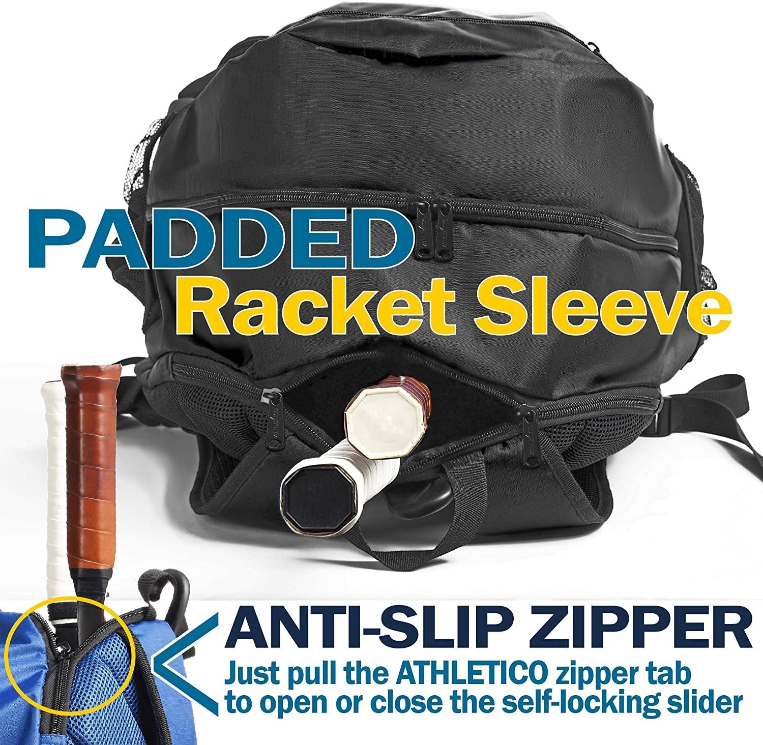 Athletico Premier Tennis Backpack - Tennis Bag Holds 2 Rackets in Padded Compartment | Separate Ventilated Shoe Compartment | Tennis Bags for Men or Women