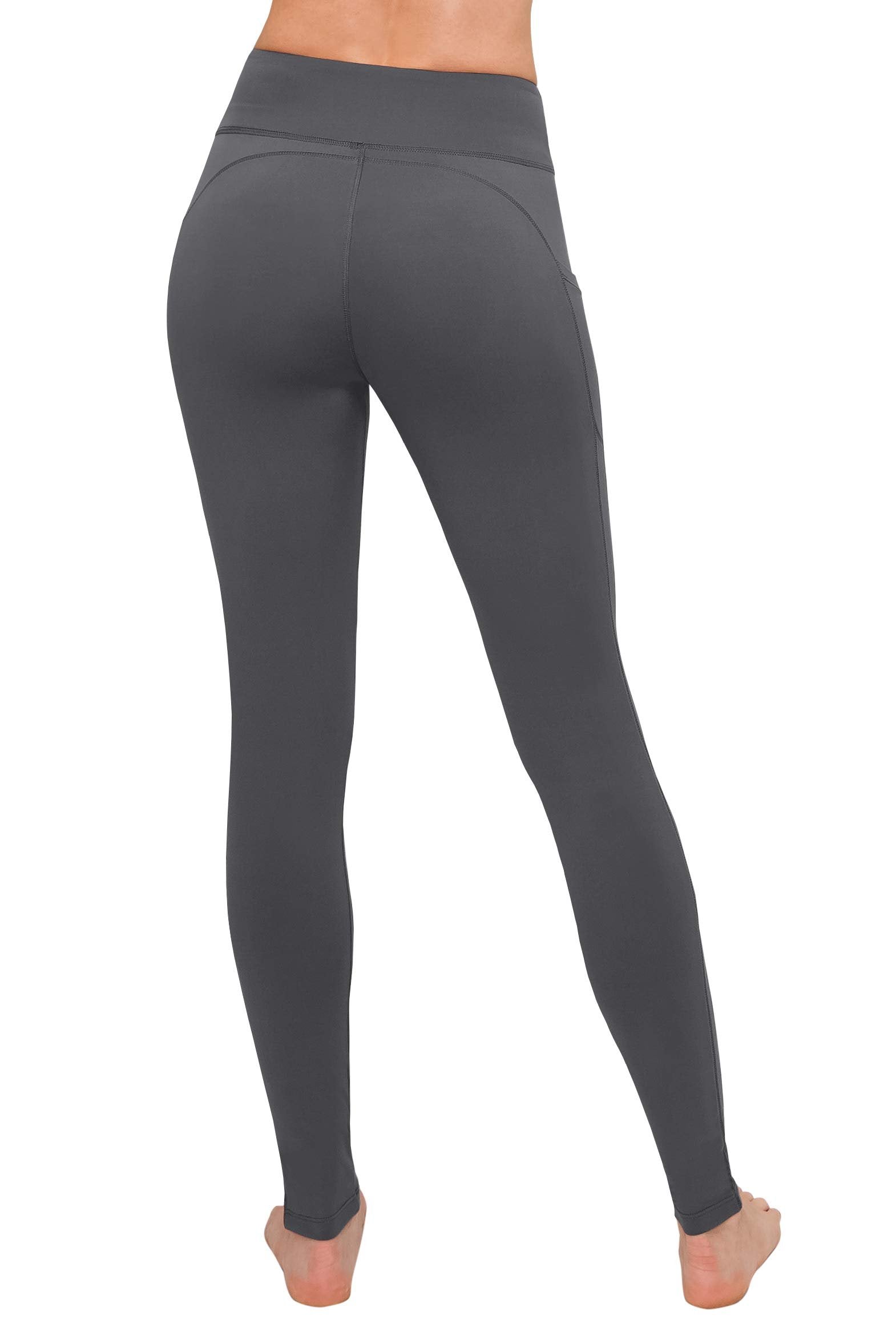 SATINA Charcoal High Waist Leggings w/ Pockets - Regular & Plus Size - 3 Waistband - Free Shipping & Returns