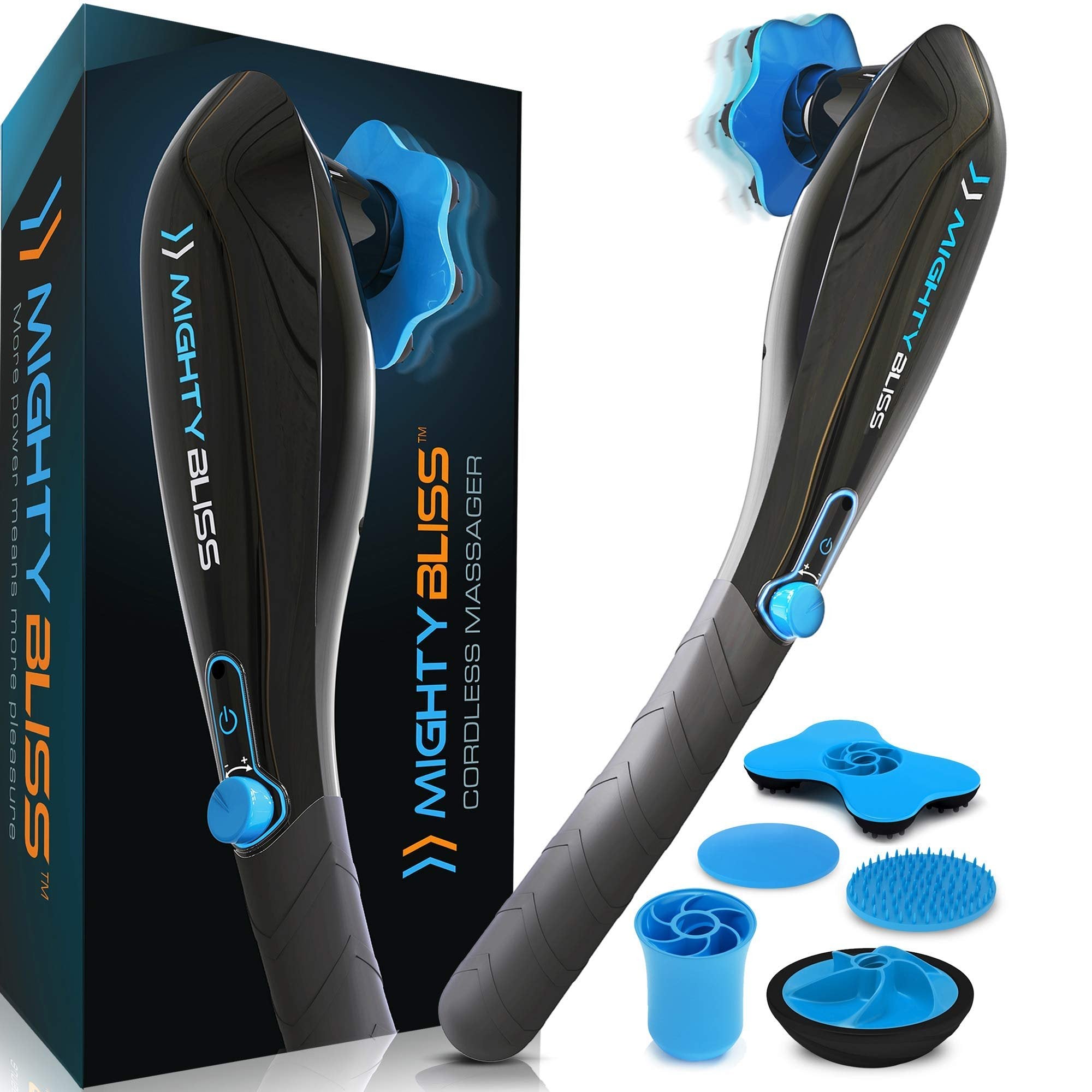 Mighty Bliss Cordless Deep Tissue Massager - Blue, Handheld Percussion Machine for Full Body Pain Relief, 1 Count (Pack of 1)