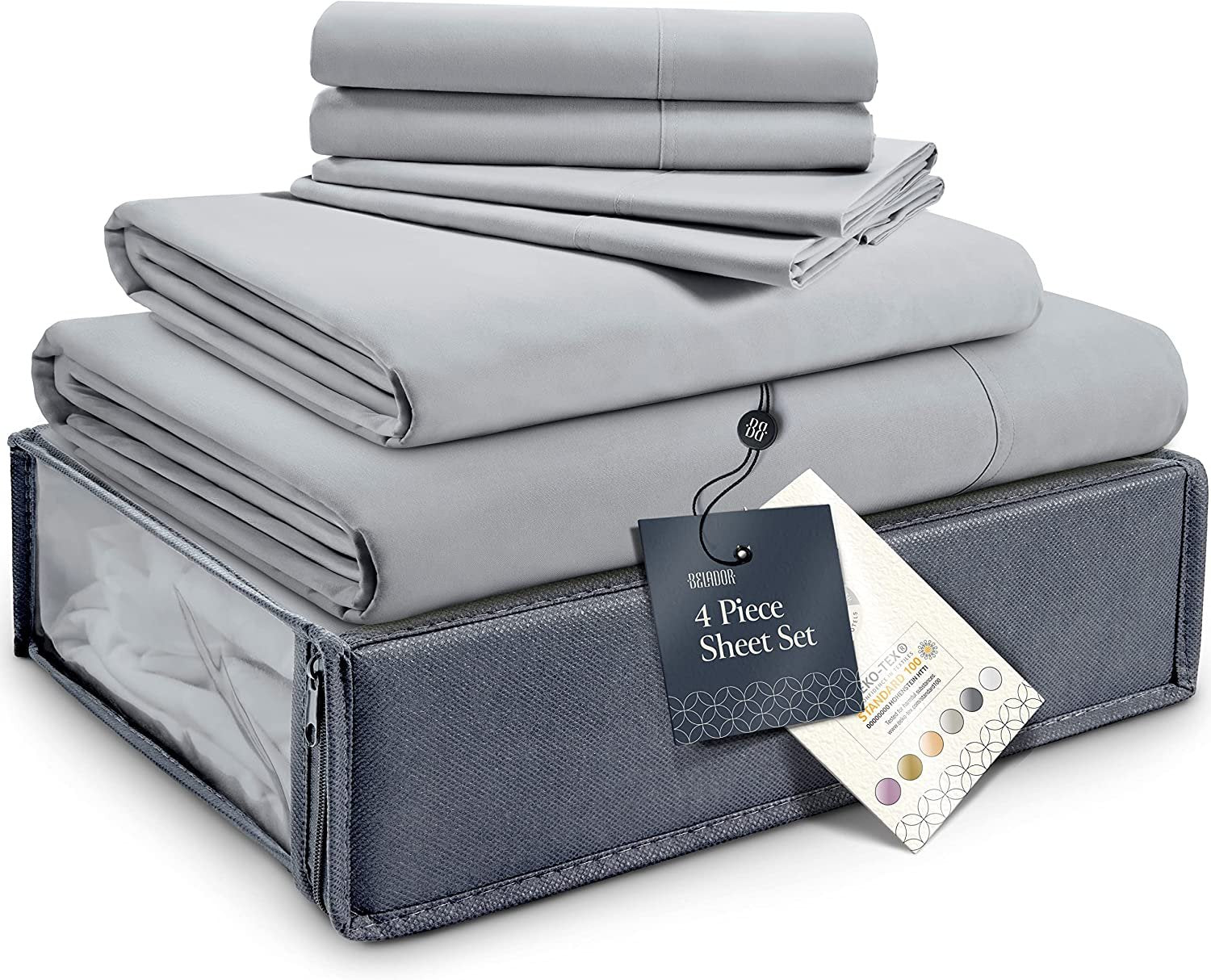 BELADOR Silky Soft King White Sheet Set -Luxury 6 Piece Bed Sheets for King Size Bed, Secure-Fit Deep Pocket Sheets with Elastic, Breathable Hotel Sheets & Pillowcase Set, Wrinkle Free Oeko-Tex Sheets