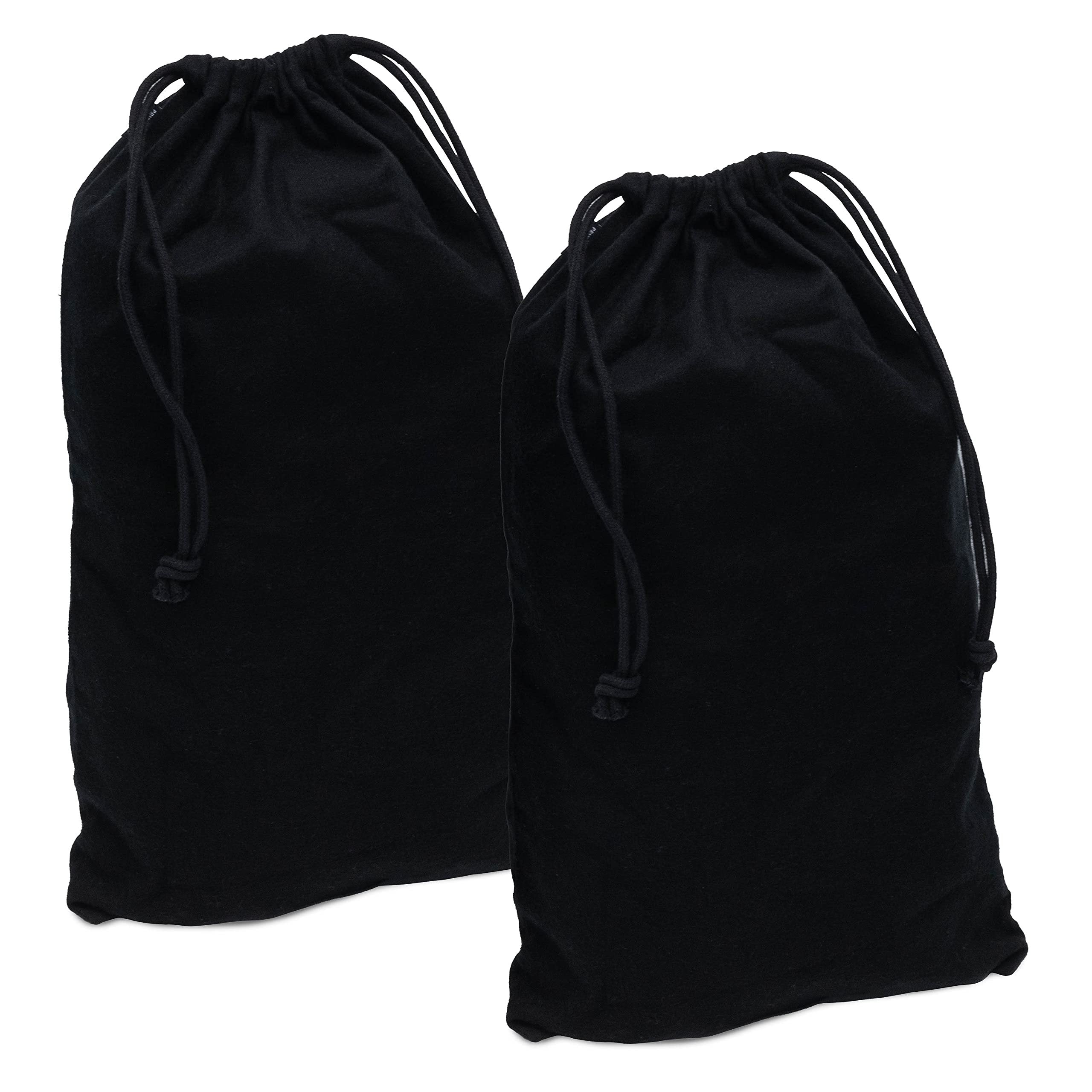 Black Cotton Shoe Dust Bags- 2 Pack 12.5x20.5 Inch with Drawstring Closure - Washable, Breathable - Ideal for Travel, Storage, Handbags