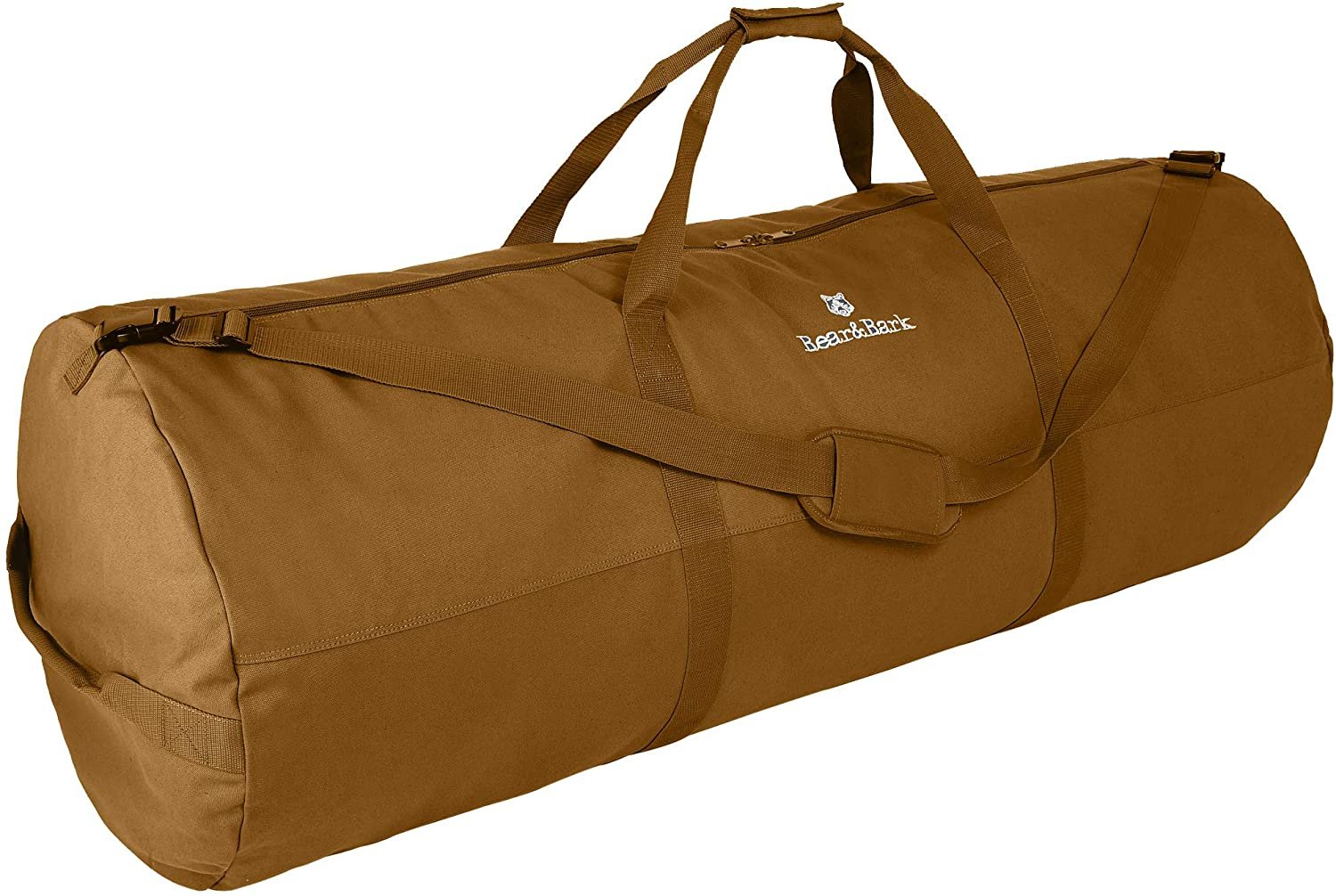 X-Large Military Canvas Duffel Bag - Olive Green 46x20 - Army Cargo Style Carryall for Men/Woman