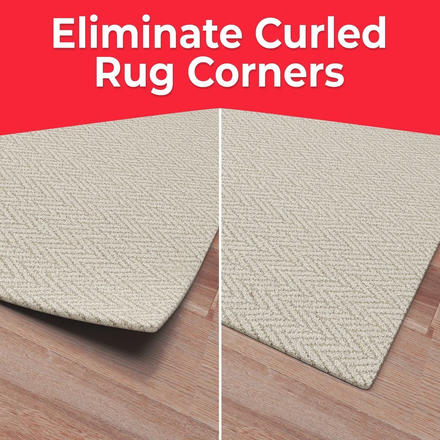 NeverCurl Best V Shape Design Gripper to Instantly Stops Rug Corner Curling. Safe for Wood Floors. for Indoor & Outdoor Rugs - Not an Anti-Slip pad - Made USA - Patented