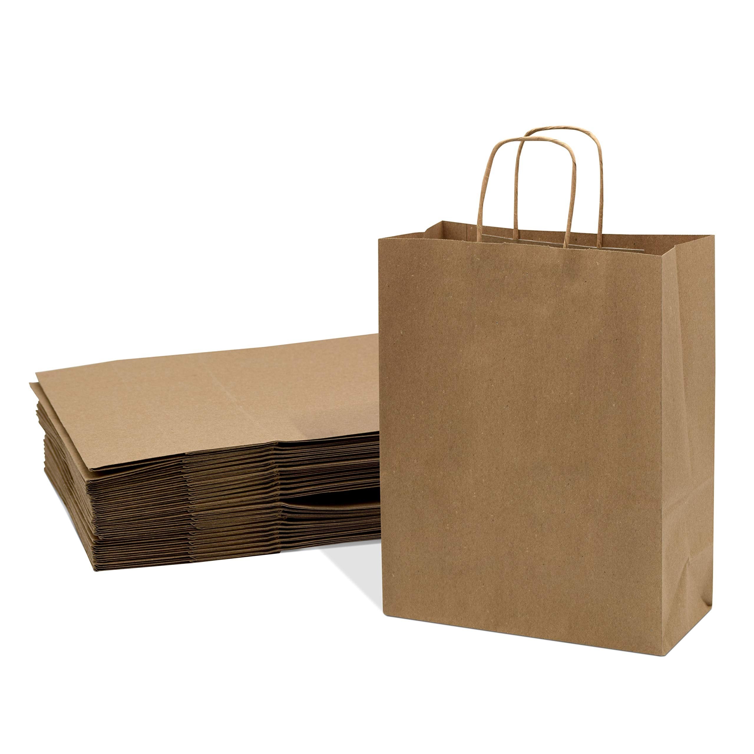 Brown Kraft Paper Bags with Handles, Birthday Parties, Restaurant takeouts, Shopping, Merchandise, Party, Retail, Gift Bags 10x5x13"