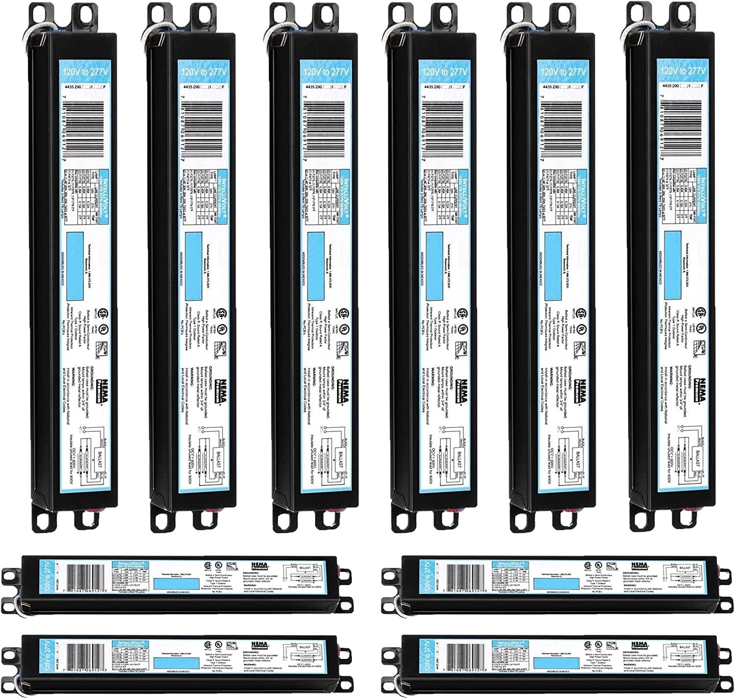 ICN4P32N, 120-277V, 50-60Hz Input Frequency, Solid Wire Type, Instant Start Centium Electronic Fluorescent Ballast for 4 F32T8 Lamp Type, Indoor/Outdoor Use with Automatic Restart Ballast Box, 10 Pack