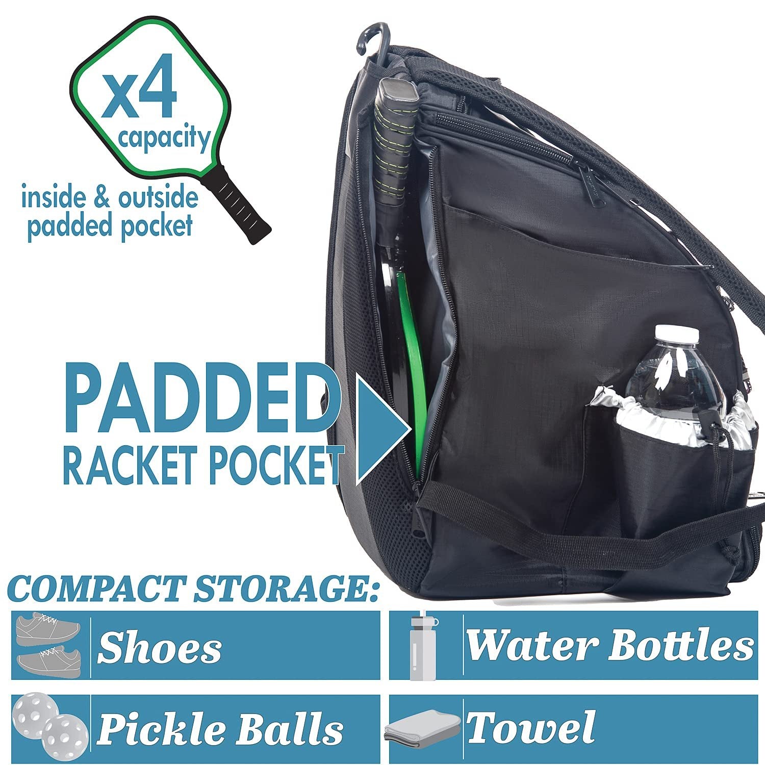 Athletico Pickleball Backpack - Large Pink Bag w/ Ball Holder - Free Shipping & Returns