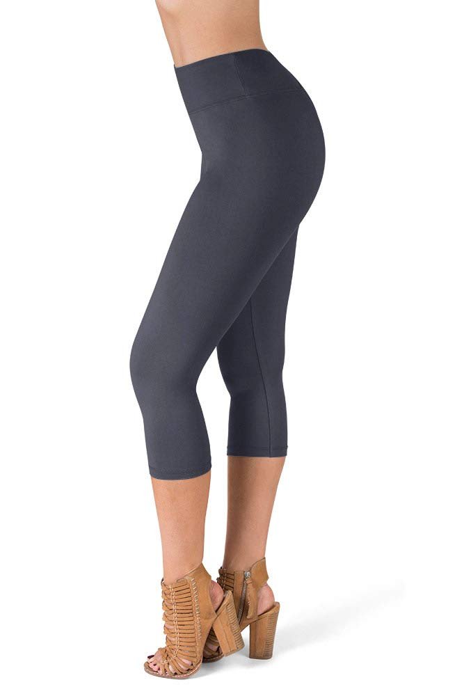 High Waisted Capri Leggings, Charcoal, Size One, Tummy Control, Yoga, Free Shipping