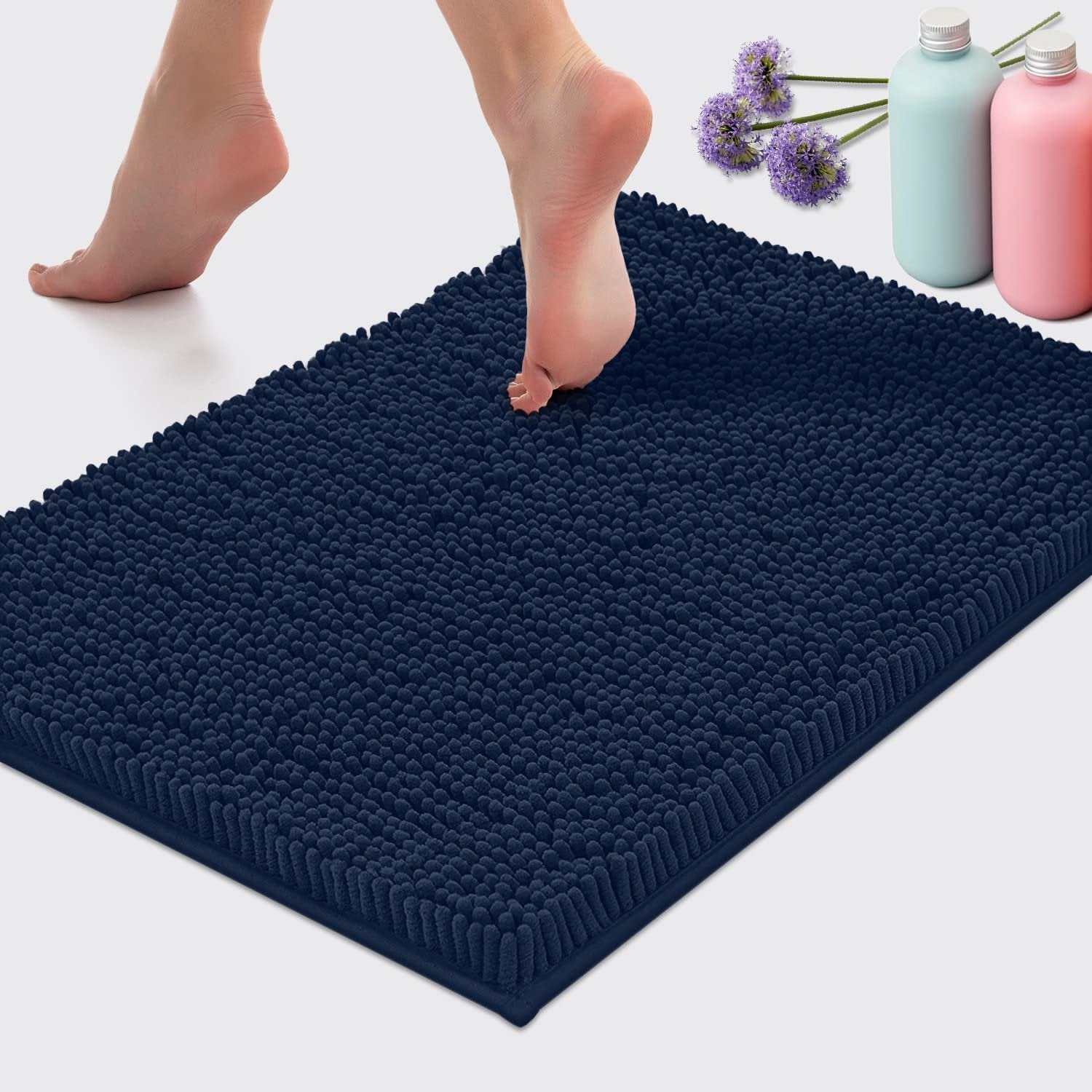 LuxUrux Lavender Bathroom Rugs-Extra-Soft Plush Bath Shower Bathroom Rug,1'' Chenille Microfiber Material, Super Absorbent Shaggy Bath Rug. Machine Wash & Dry (15 x 23, Lavender)
