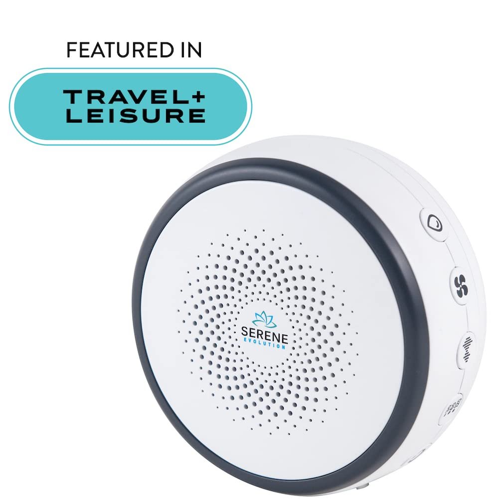 Serene Evolution 18 Sound White Noise Machine for Adults - Battery Operated, Soothing Sleep Sounds Include Fan, Ocean, Pink & Brown Noise, Rain, Brook - Adult Size