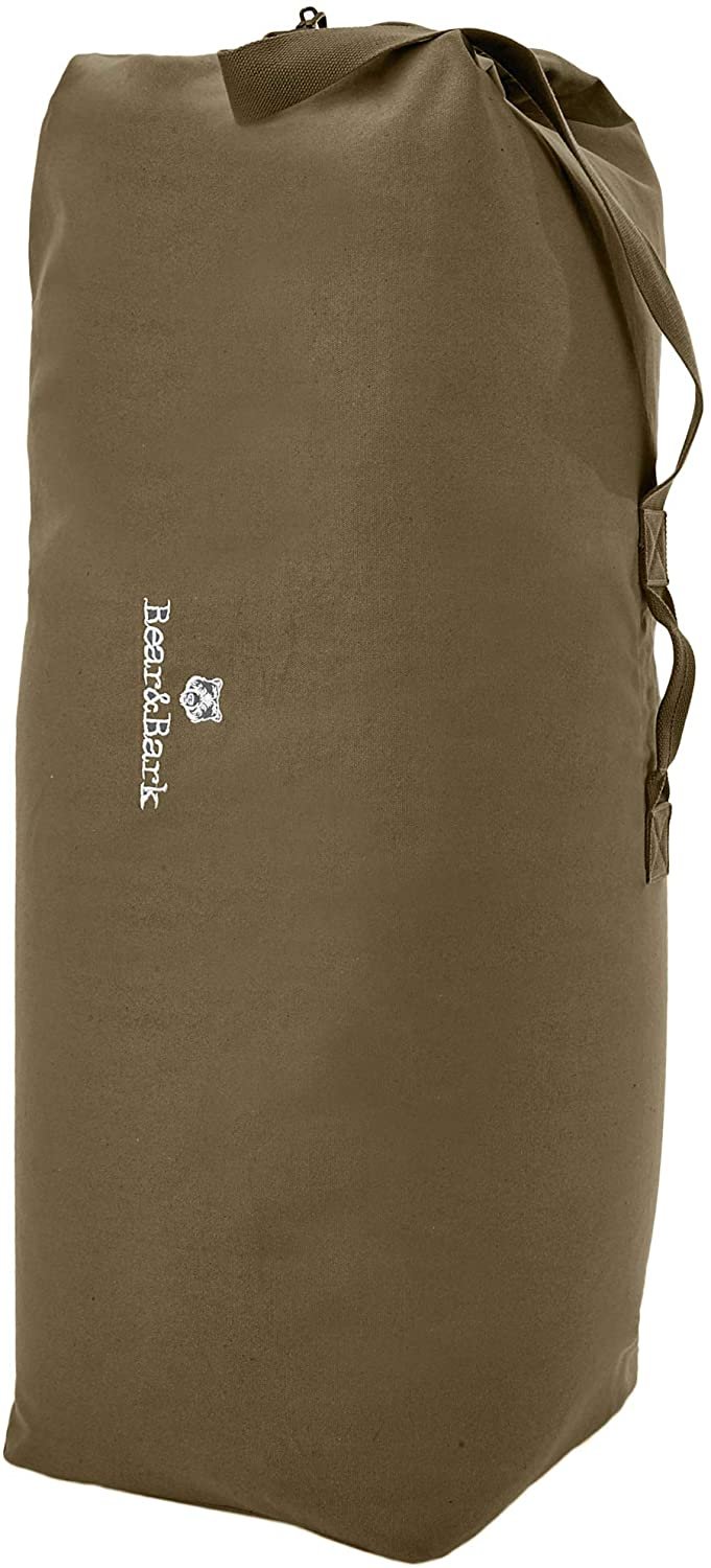 X-Large Military Green Canvas Duffel Bag 48x30 - Army Style Carryall for Men/Women - Free Shipping