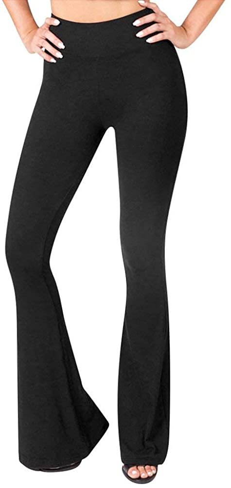 SATINA High Waisted Flare Palazzo Pants | Black | Medium Size | Reg & Plus | Free Shipping & Returns