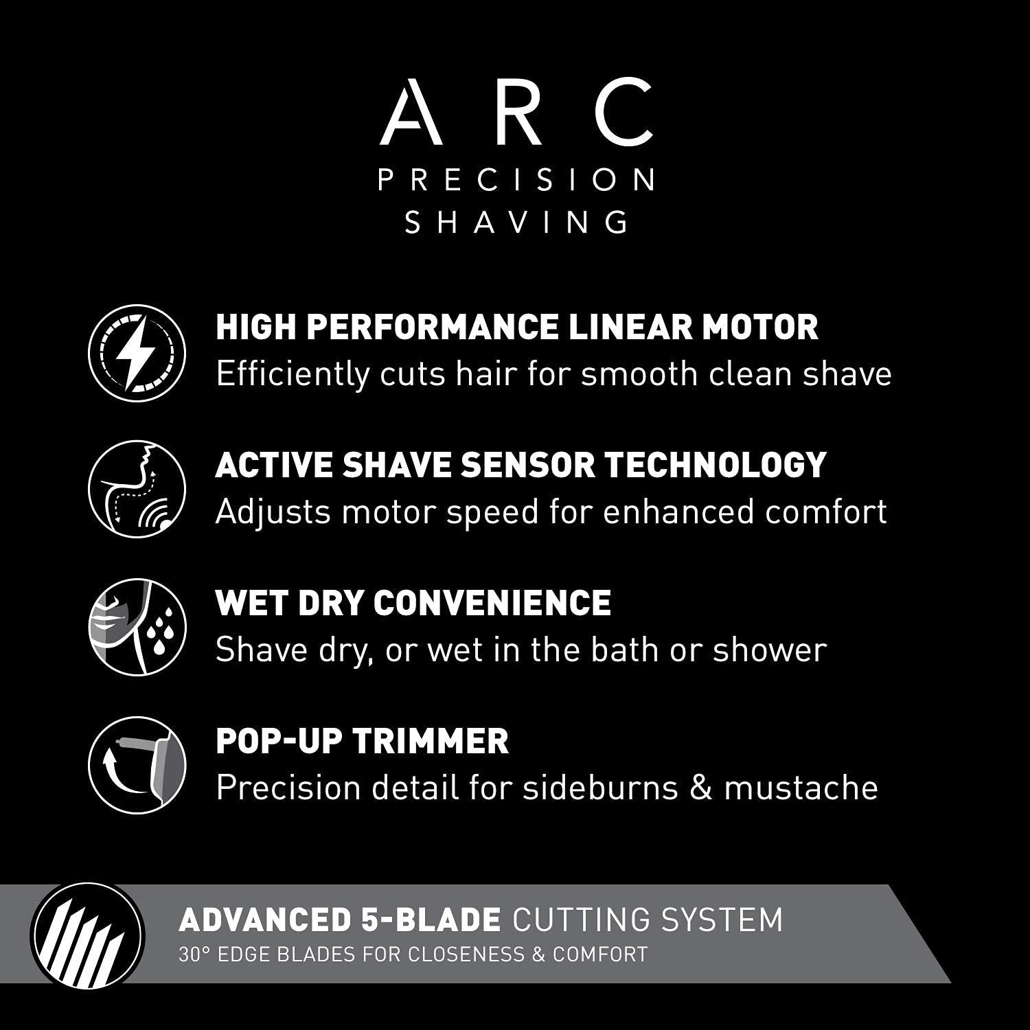 Panasonic Arc5 Electric Razor, Men's 5-Blade Cordless with Shave Sensor Technology and Wet/Dry Convenience, ES-LV65-S