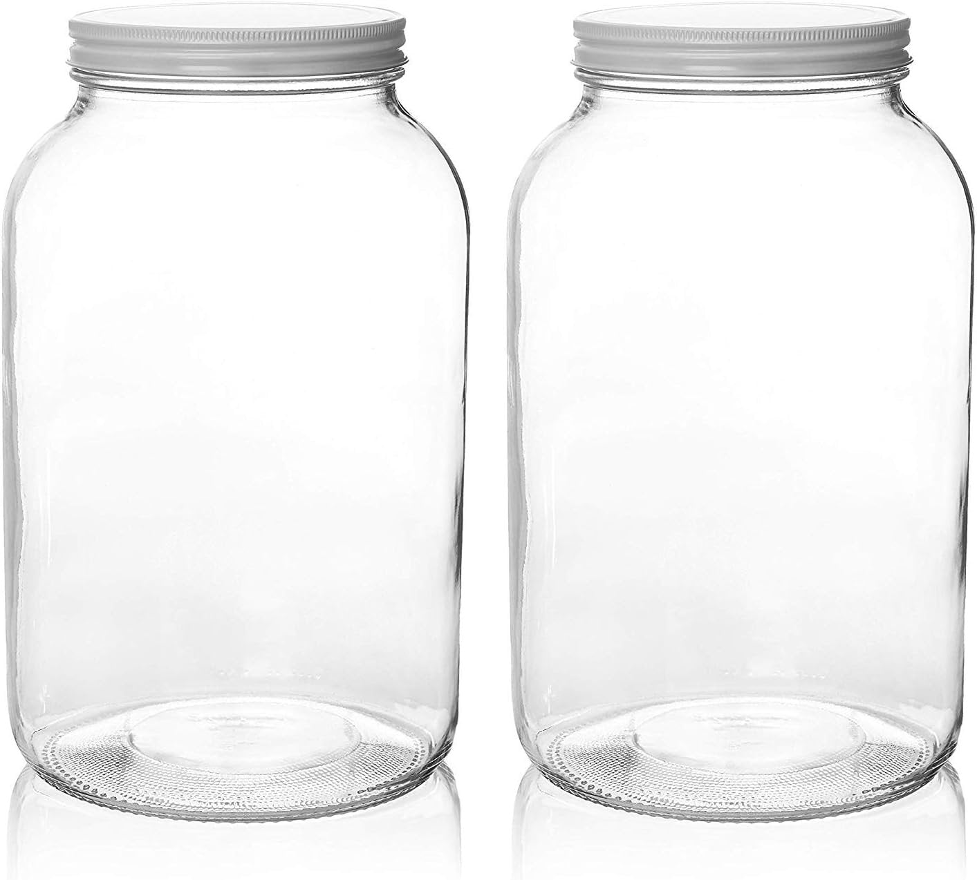 2 Pack - 1 Gallon Glass Mason Jar Wide Mouth with Airtight Metal Lid - Safe for Fermenting Kombucha Kefir - Pickling, Storing and Canning- BPA-Free Dishwasher Safe- Made in USA By Kitchentoolz