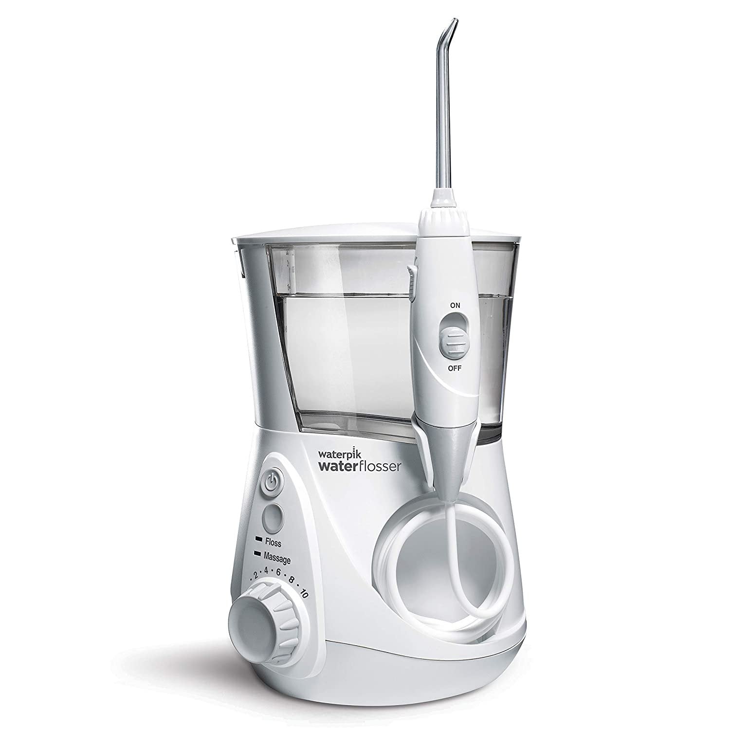 White Waterpik Aquarius Water Flosser Professional w/ 10 Settings & 7 Tips - Size 10.35x3.8x4.7