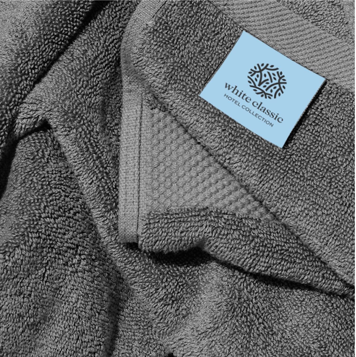 White Classic Luxury Bath Towels - Gray, 27"x54", 700 GSM, Set of 4, 100% Soft Cotton - Absorbent for Hotel Bathroom