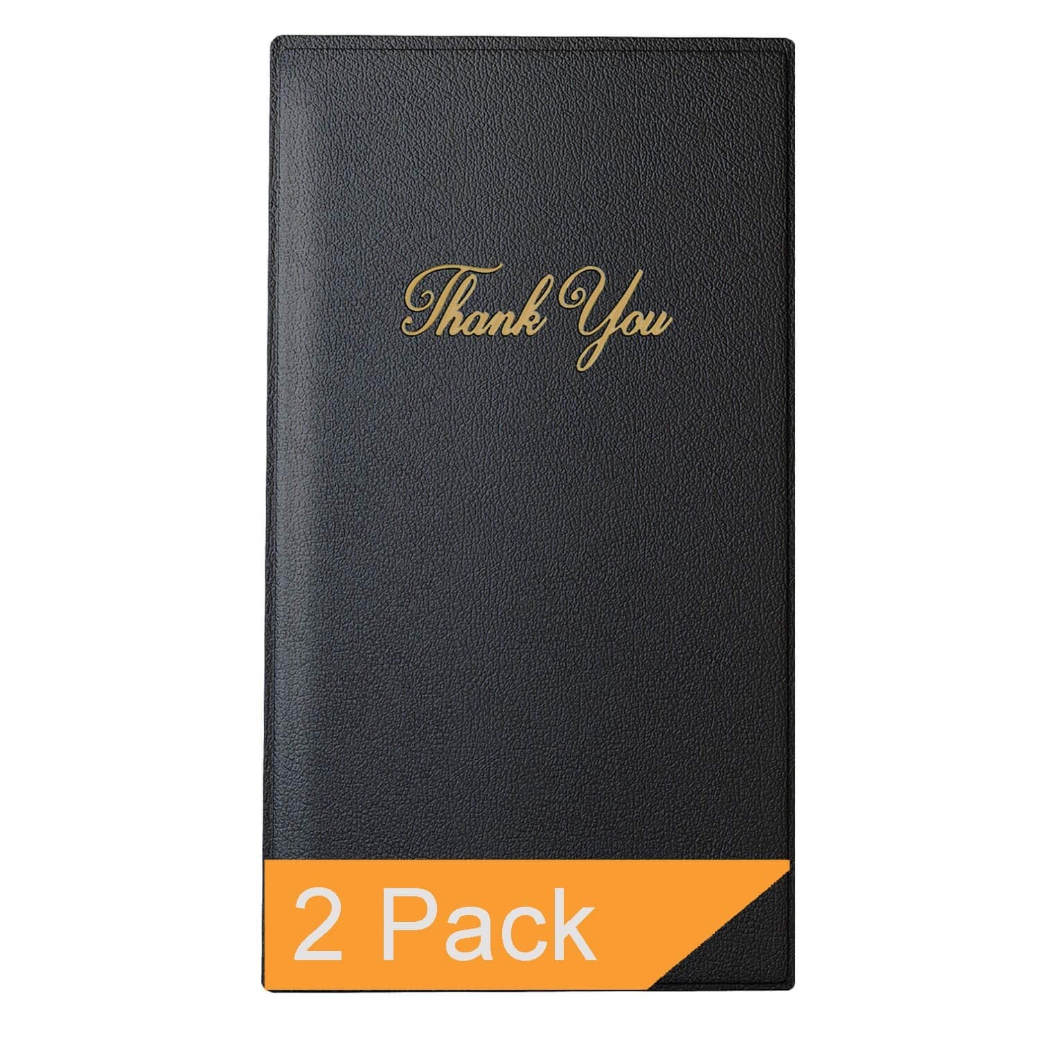 Restaurant Check Presenters with Gold Thank You Imprint - Black 2 Pack - Free Shipping & Returns
