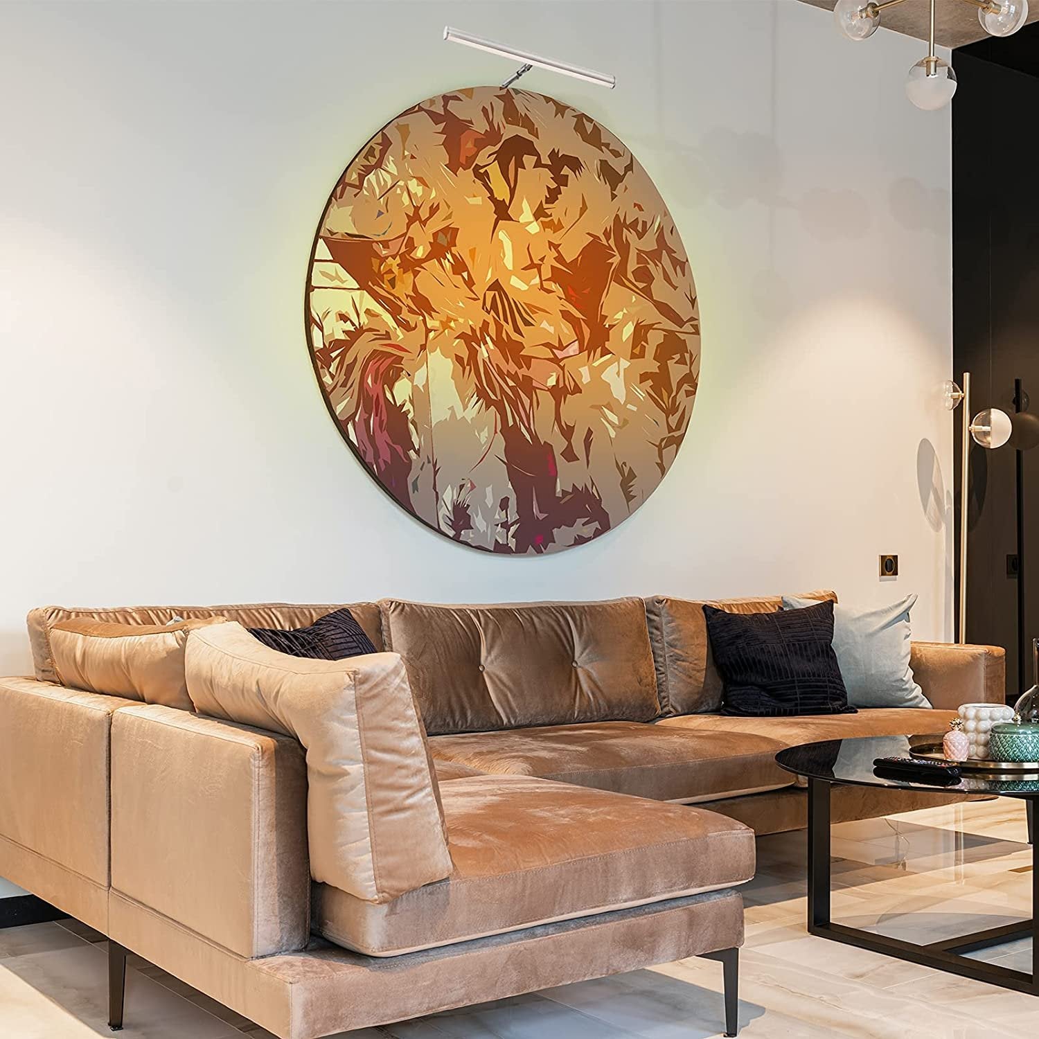 LED-14 Inch Brushed Nickel Ciata Picture Frame Light, Metal Wall Mount Display w/ In-line Switch