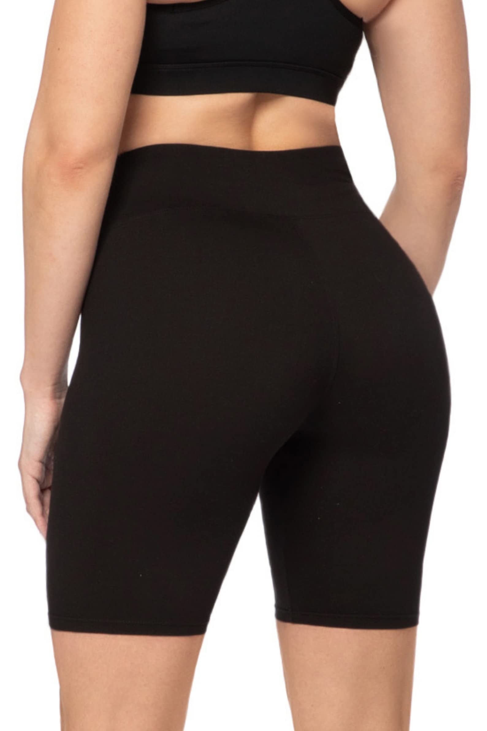 SATINA Biker Shorts for Women - High Waist Biker Shorts Without Pockets - Yoga Shorts for Regular & Plus Size Women (8-Inch, Small, Black Shorts)