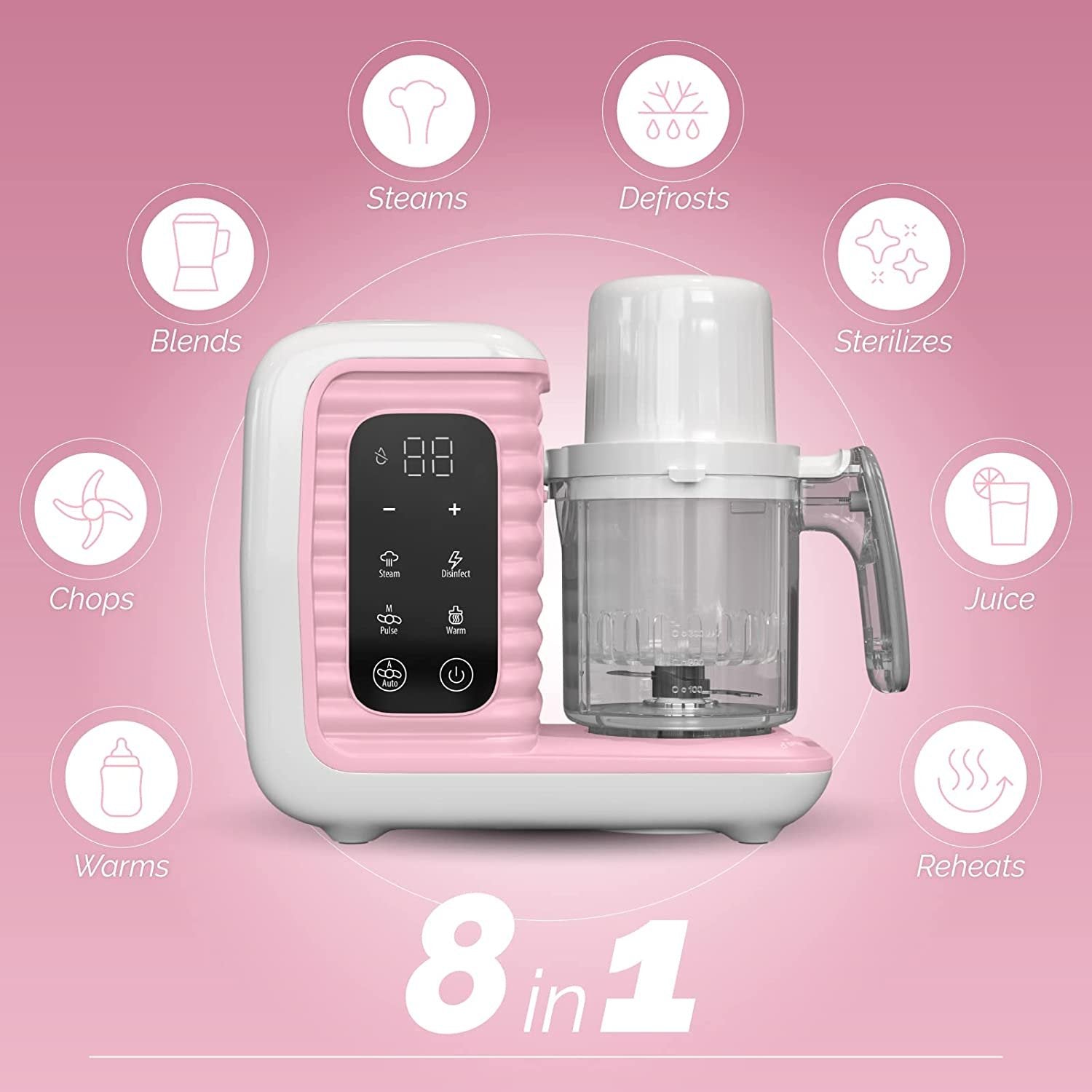 Children of Design 8 in 1 Smart Baby Food Maker & Processor, Steamer, Blender, Cooker, Masher, Puree, Formula & Bottle Warmer Prep System