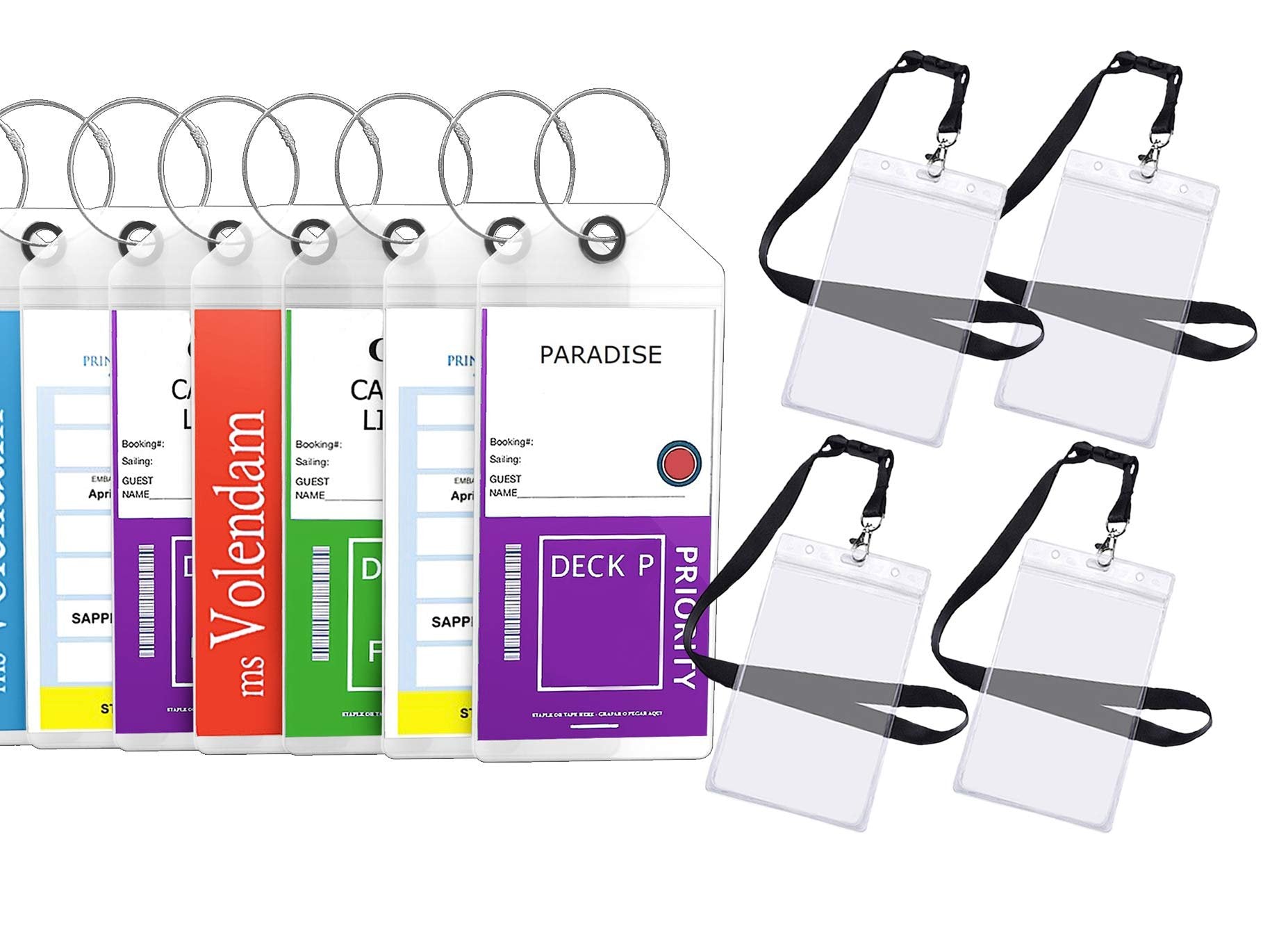 Highwind Cruise Luggage Tags for Suitcases | Compatible with Celebrity Cruise Luggage Tag Holder 2022 Cruise Luggage Tags Royal Caribbean Luggage Tag Holders Travel Essentials - 8 Pack + 4 ID Holders