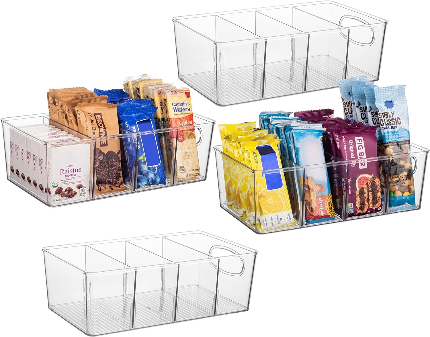 ClearSpace Plastic Pantry Organization and Storage Bins with Removable Dividers – Perfect Kitchen Organization or Kitchen Storage – Refrigerator Organizer Bins, Cabinet Organizers