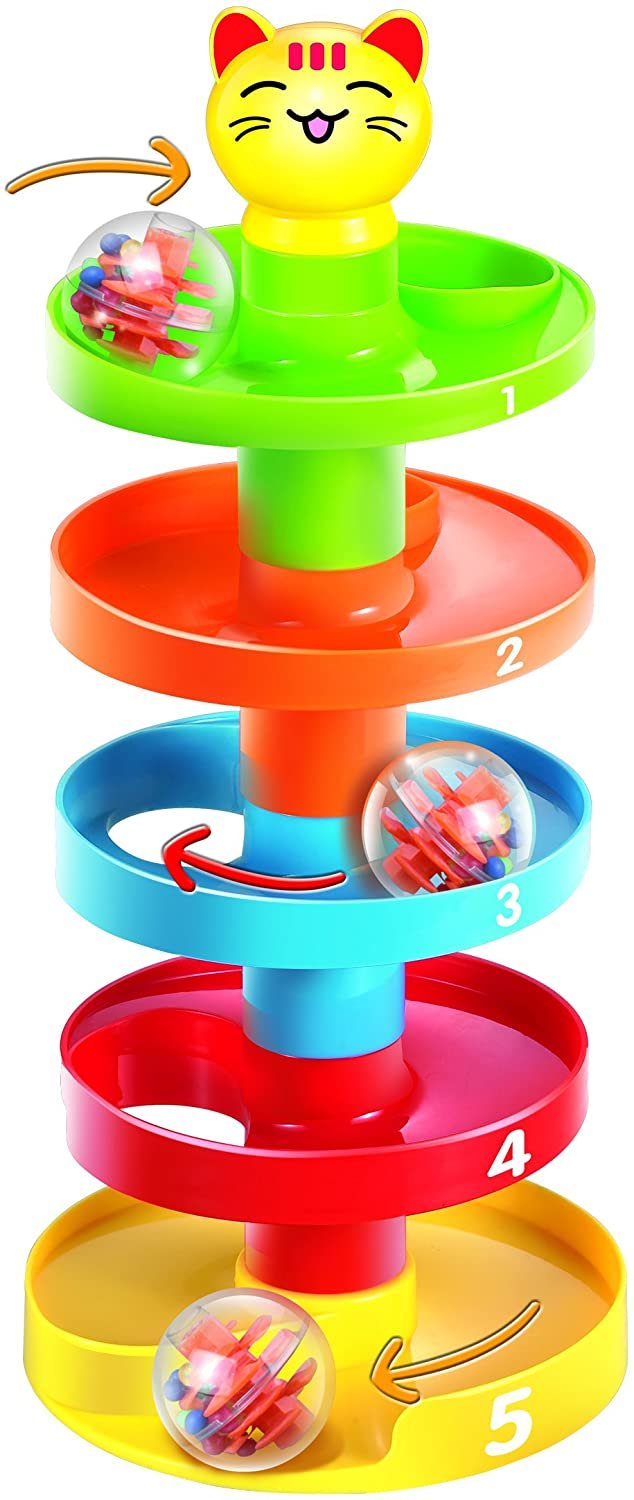5 Layer Ball Drop Tower for Baby Development | Includes 3 Spinning Balls | Educational Toy