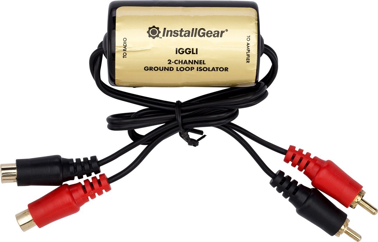 InstallGear Ground Loop Noise Isolator - Eliminate Buzzing Noise - Car Audio & Home Stereo Feedback Loop Isolator - Color Red
