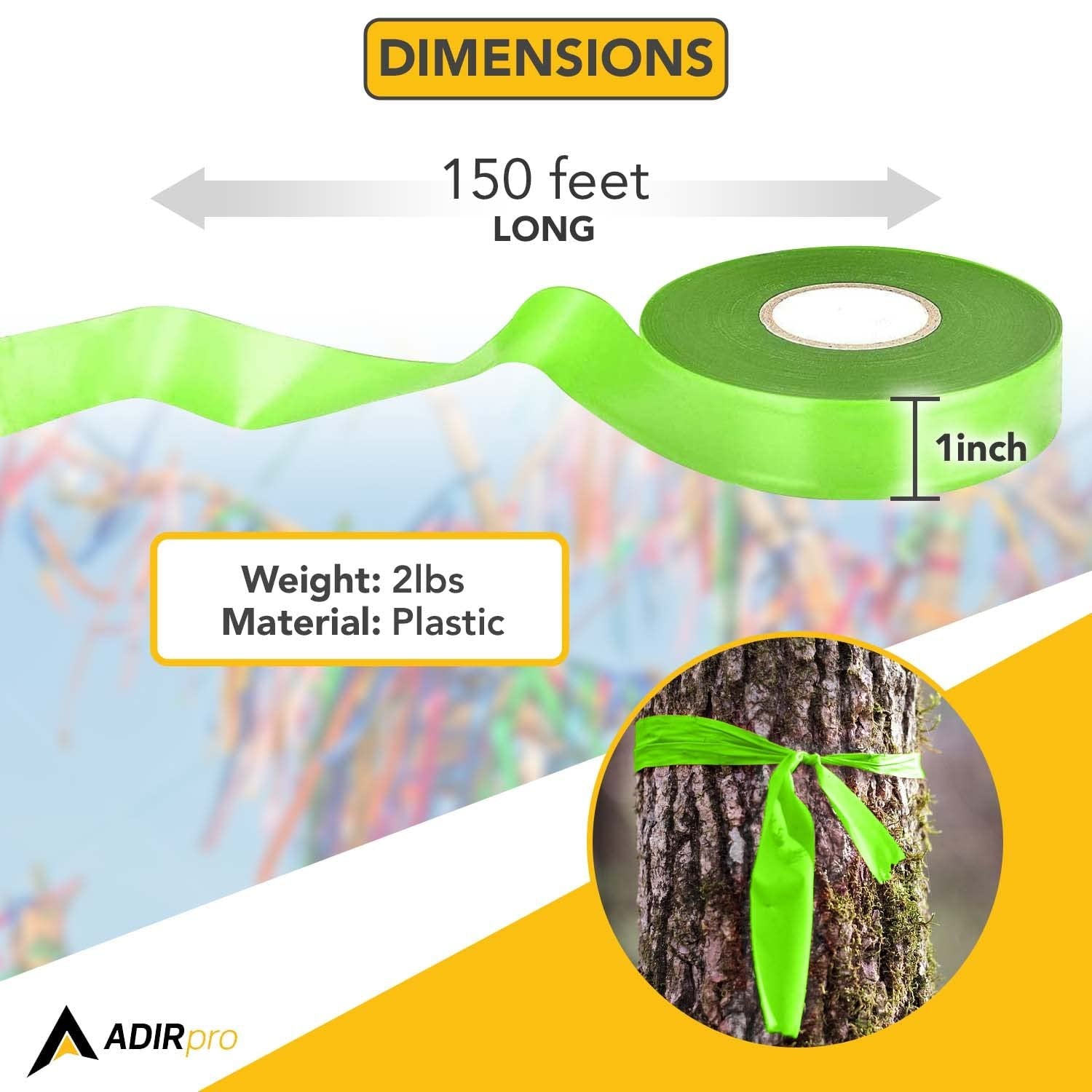 AdirPro 150ft Fluorescent Pink Flagging Tape - 12 Pack Multipurpose Neon Marking Tape for Home & Workplace