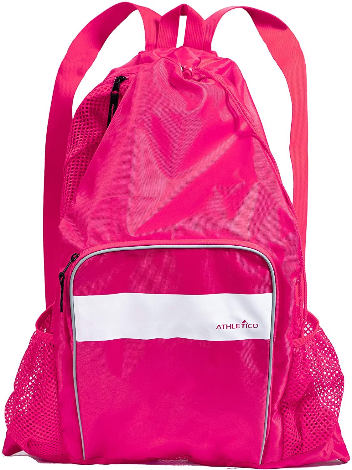 Athletico Mid Size Mesh Swim Bag - Pink, Wet & Dry Compartments, for Swimming, Beach & Camping - Free Shipping