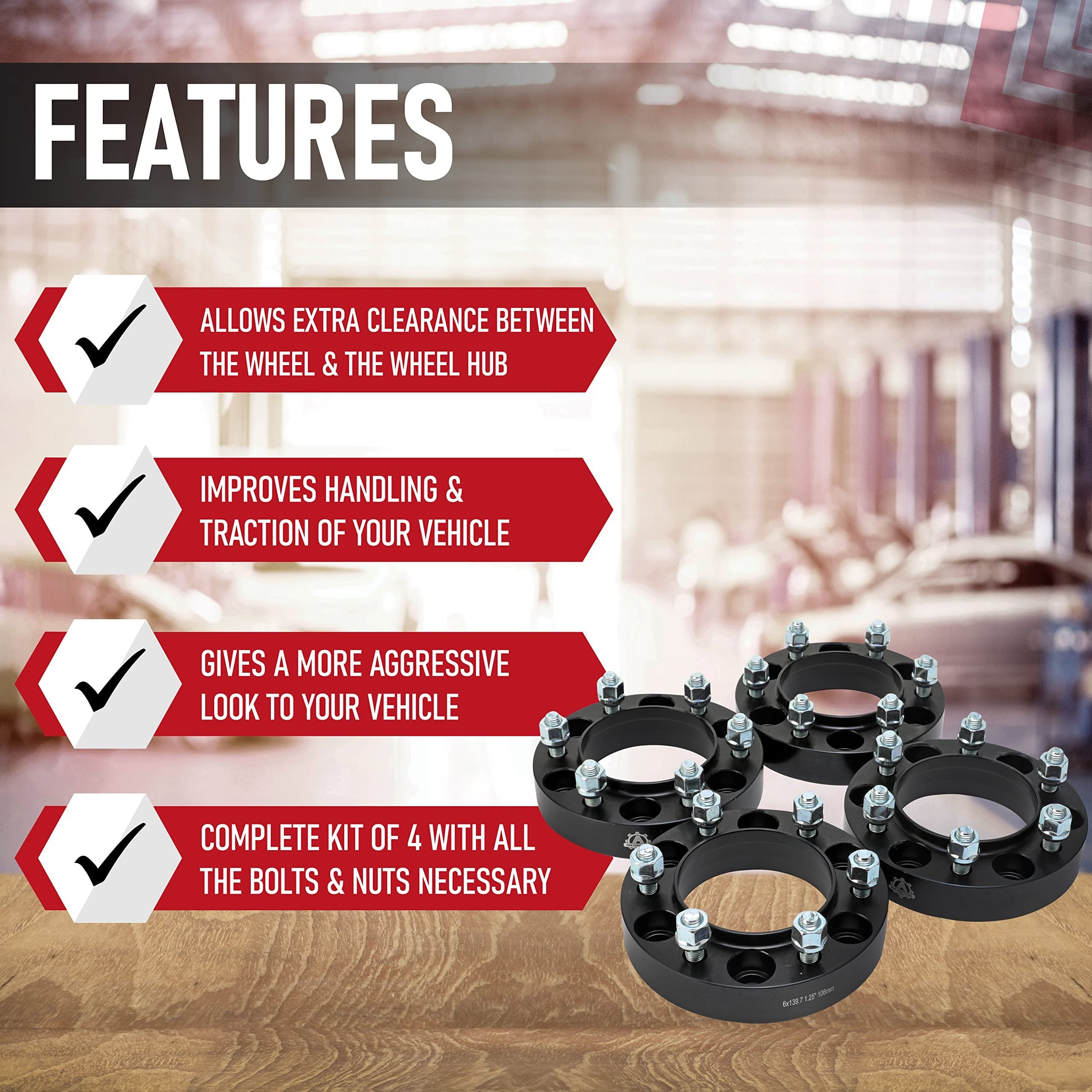 Hub Centric Wheel Spacer Set for Toyota - 6x5.5 | 1.25 Thick | Fits 4Runner, Tacoma, Tundra, Sequoia, FJ Cruiser