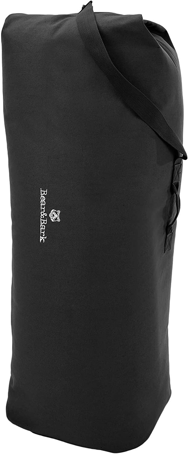 Top Loader Canvas Duffel Bag - Black 56"x32" - Military and Army Cargo Style Carryall Duffel for Men and Woman
