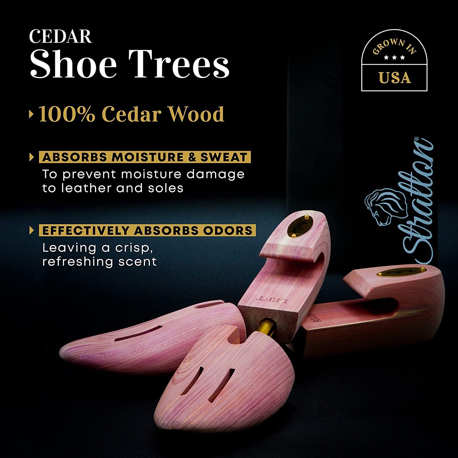 Stratton Cedar Shoe Tree for Men - Small (6.5-8.5) Full Toe - Grown in USA - Free Shipping & Returns