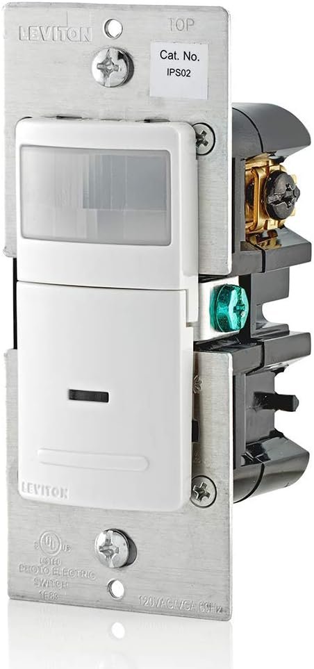 Leviton IPS02-1LW Decora Motion Sensor In-Wall Switch, Auto-On, 2.5A, Single Pole, White