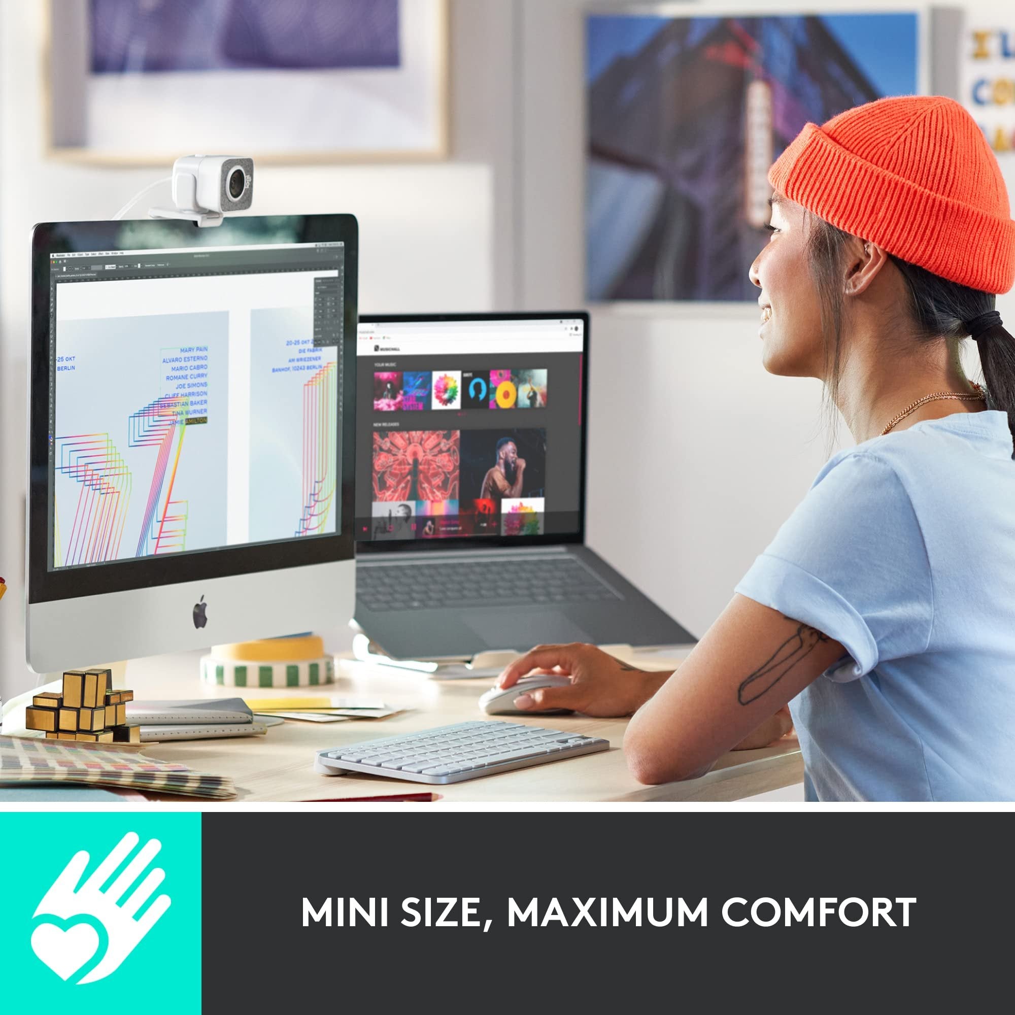 Logitech MX Keys Mini Pale Grey Compact Keyboard for Mac - Wireless, Backlit, Bluetooth, USB-C - Compatible with MacBook Pro, Air, iMac, iPad