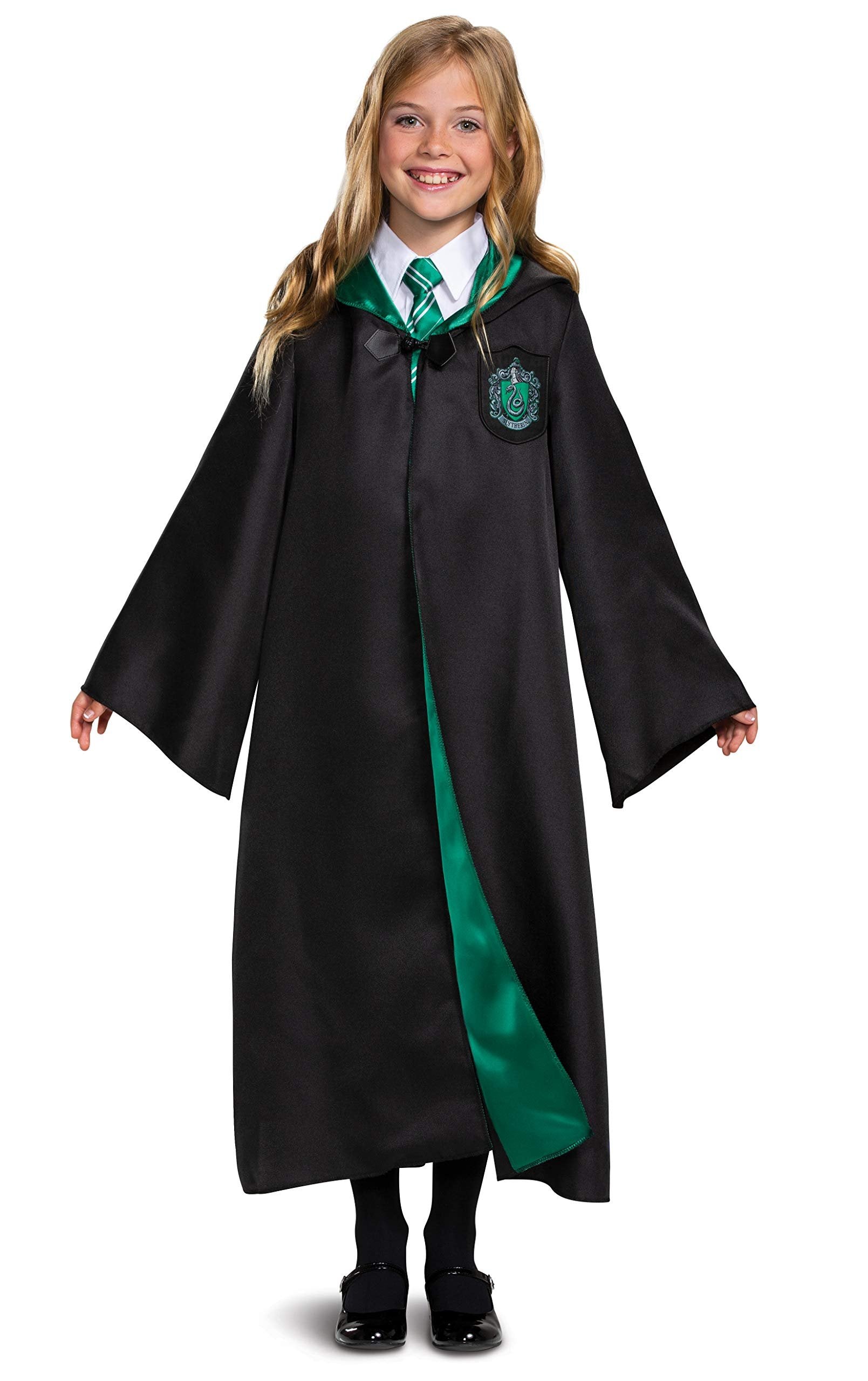 Deluxe Harry Potter Slytherin Robe - Kids Size Large (10-12) - Black & Green - Free Shipping & Returns