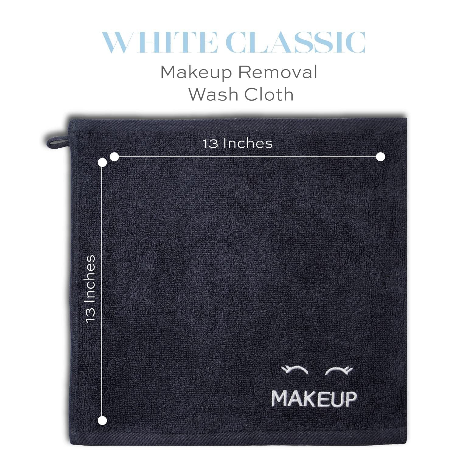 6 Pack Bleach Safe Black Makeup Towels | Soft Cotton Washcloths for Make up Removal