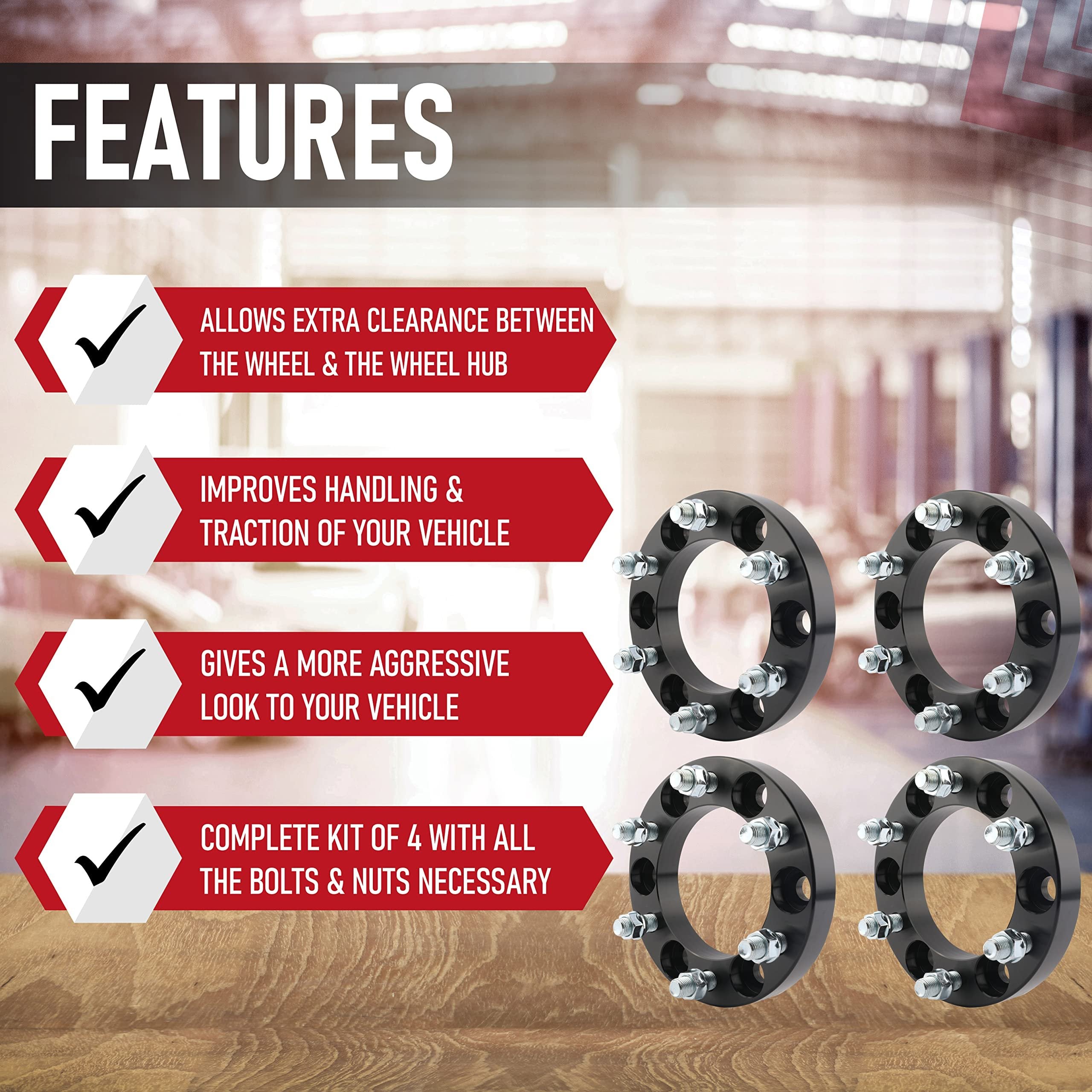 Wheel Spacer Set of 4-6 Lug 2 inches 50mm WheelCentric Adapter 6x5.5 - Compatible with Chevrolet, GMC & Cadillac - 99-12 Silverado, Sierra, 02-06 Avalanche, 1995-2012 Tahoe, Suburban - 6x139.7mm