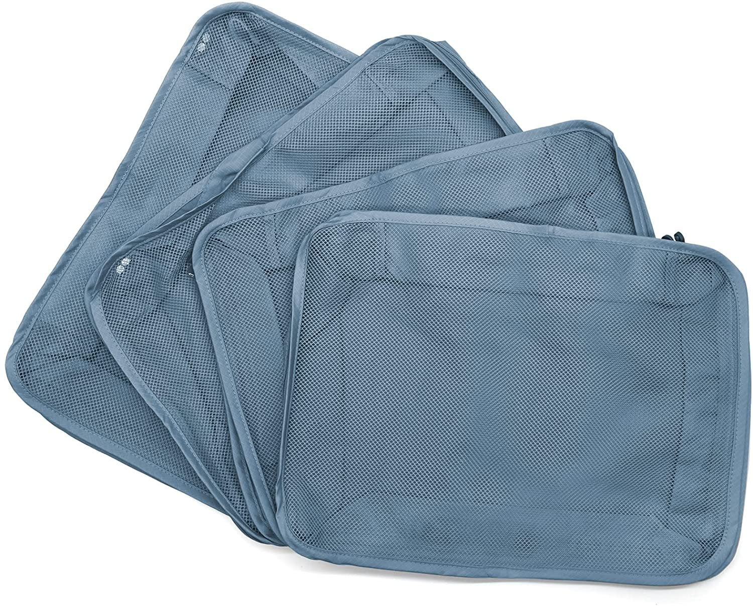 Large Periwinkle Blue Packing Cubes - 4 Pack, Nylon Luggage Organizer for Travel, Ultralight & High Capacity - 17.5x4x12.75