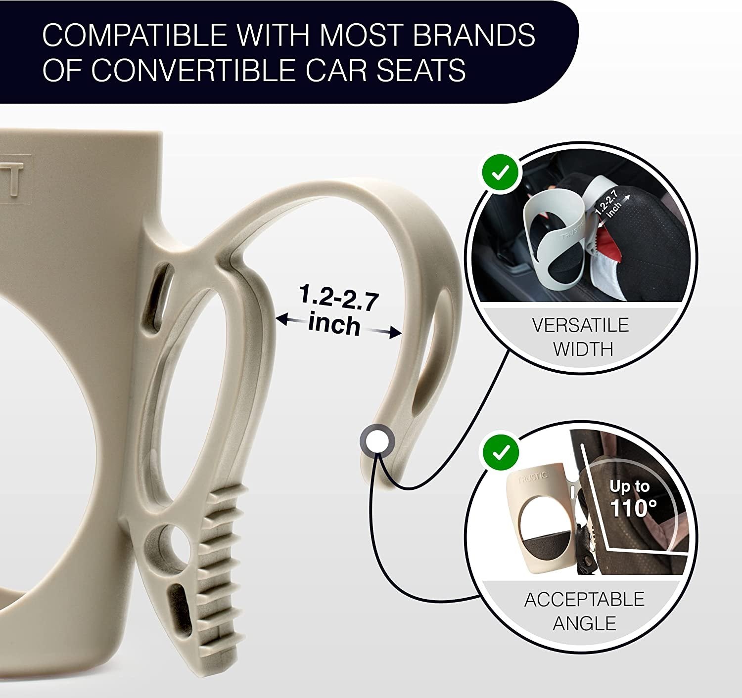 Trustic - Child Cup Holder for Convertible Car Seats - Compatible with The Majority of Car Seat Models