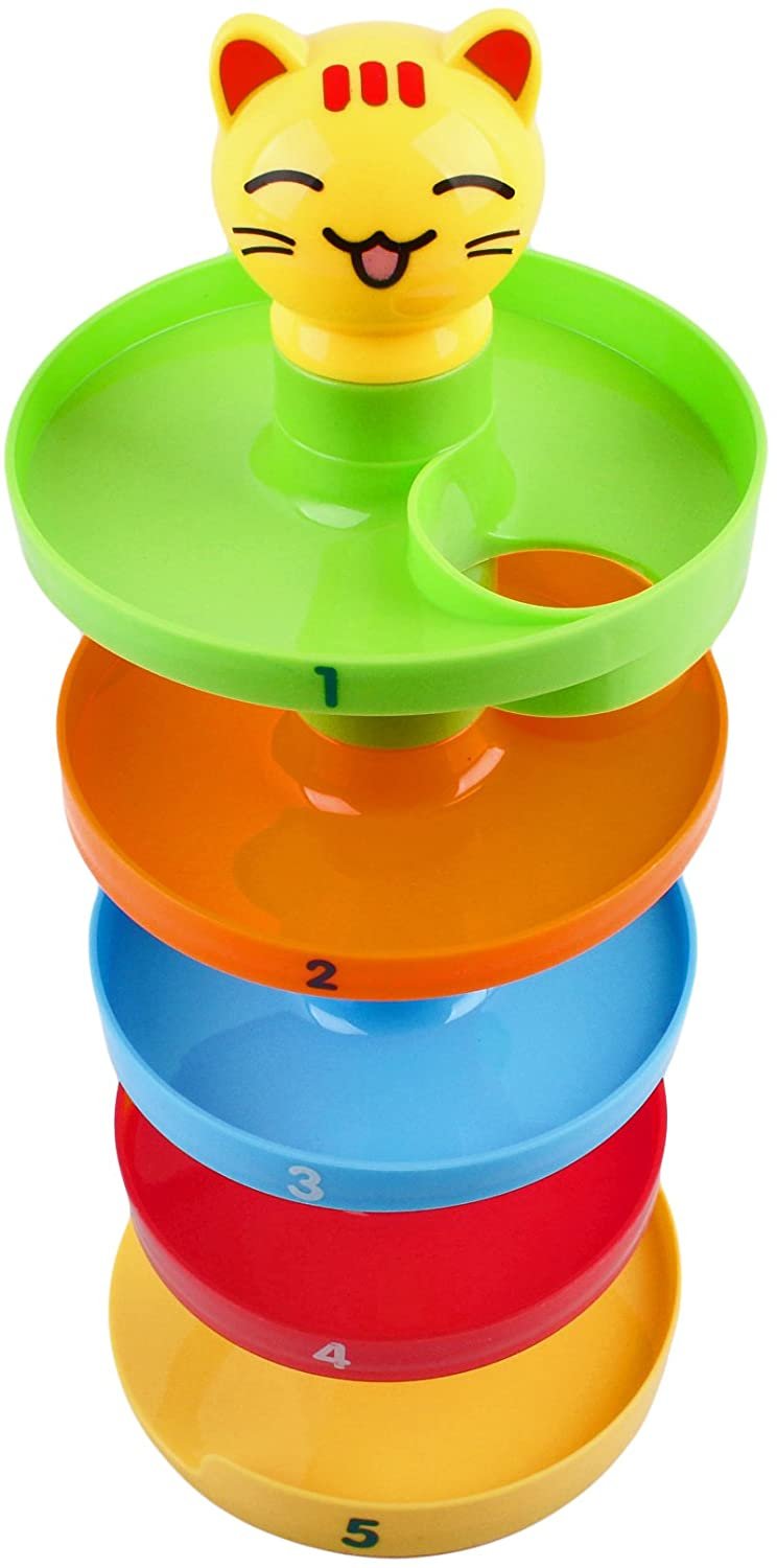 5 Layer Ball Drop Tower for Baby Development | Includes 3 Spinning Balls | Educational Toy