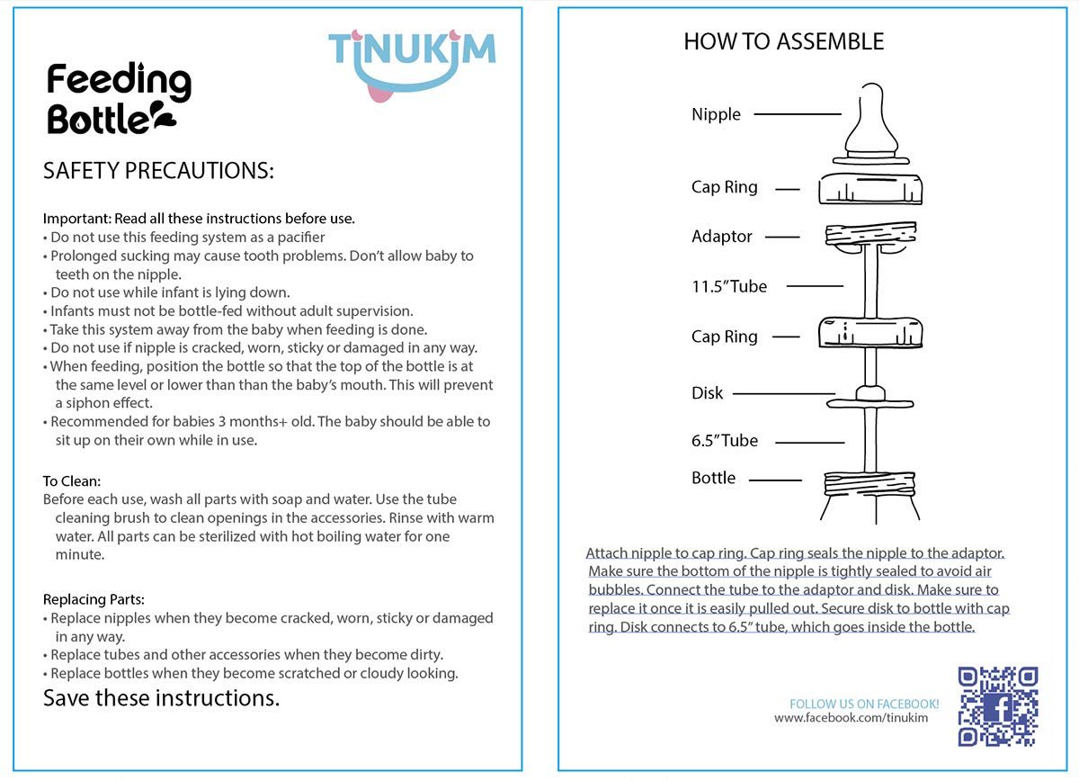 Tinukim iFeed Self-Feeding Baby Bottle, Blue, 4oz Size, Anti-Colic Nursing System, 2-Pack