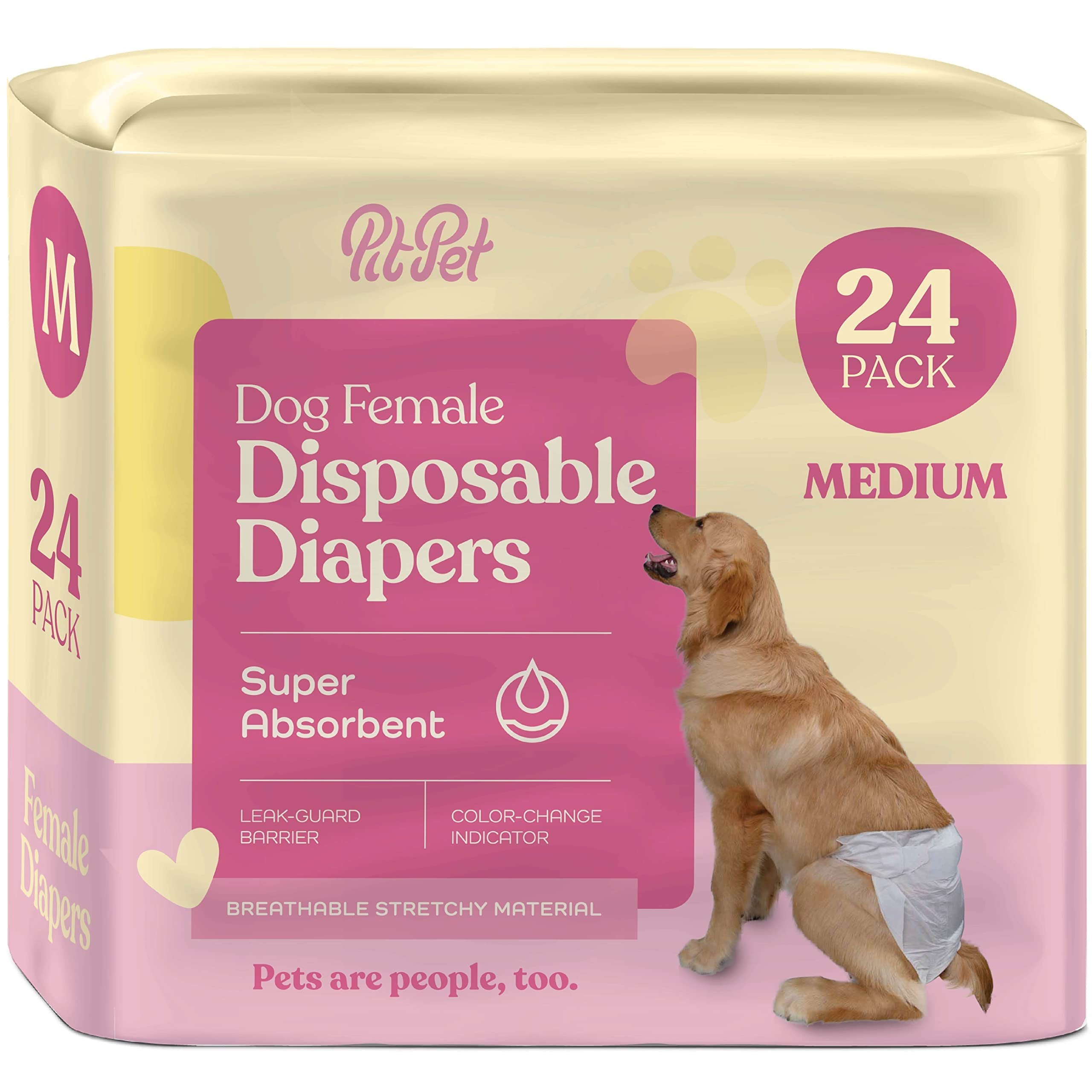 Comfortable Female Dog Diapers - 24-Pack Small White Disposable - Super Absorbent with FlashDry Gel Technology & Wetness Indicator - Leakproof for Dogs in Heat, Incontinence