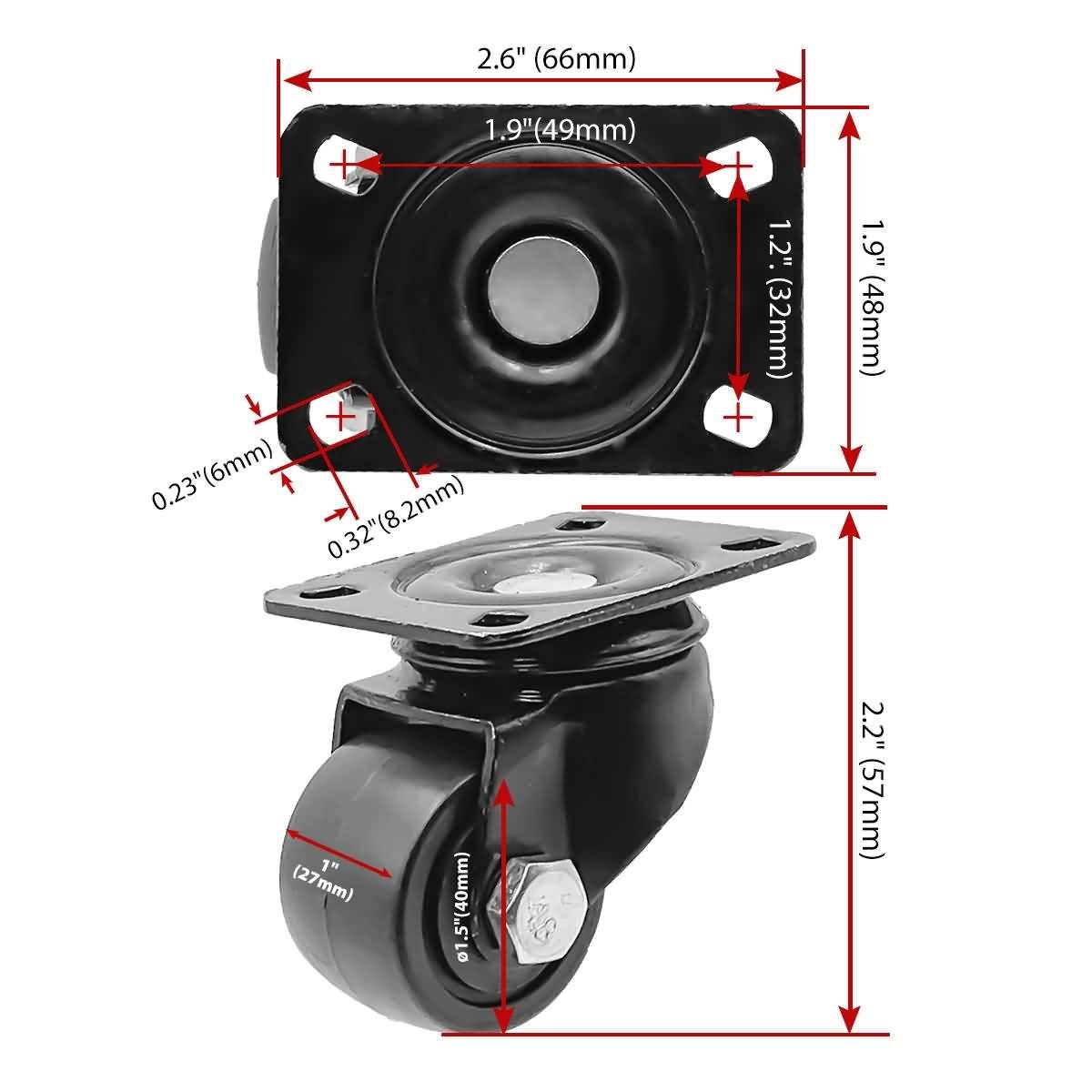 FactorDuty 2 inch Heavy Duty Polyurethane Caster Wheels Rigid Fixed Non Swivel Industrial Grade Solid Low Profile Smooth and Silent 1000LB Capacity Pack of 4