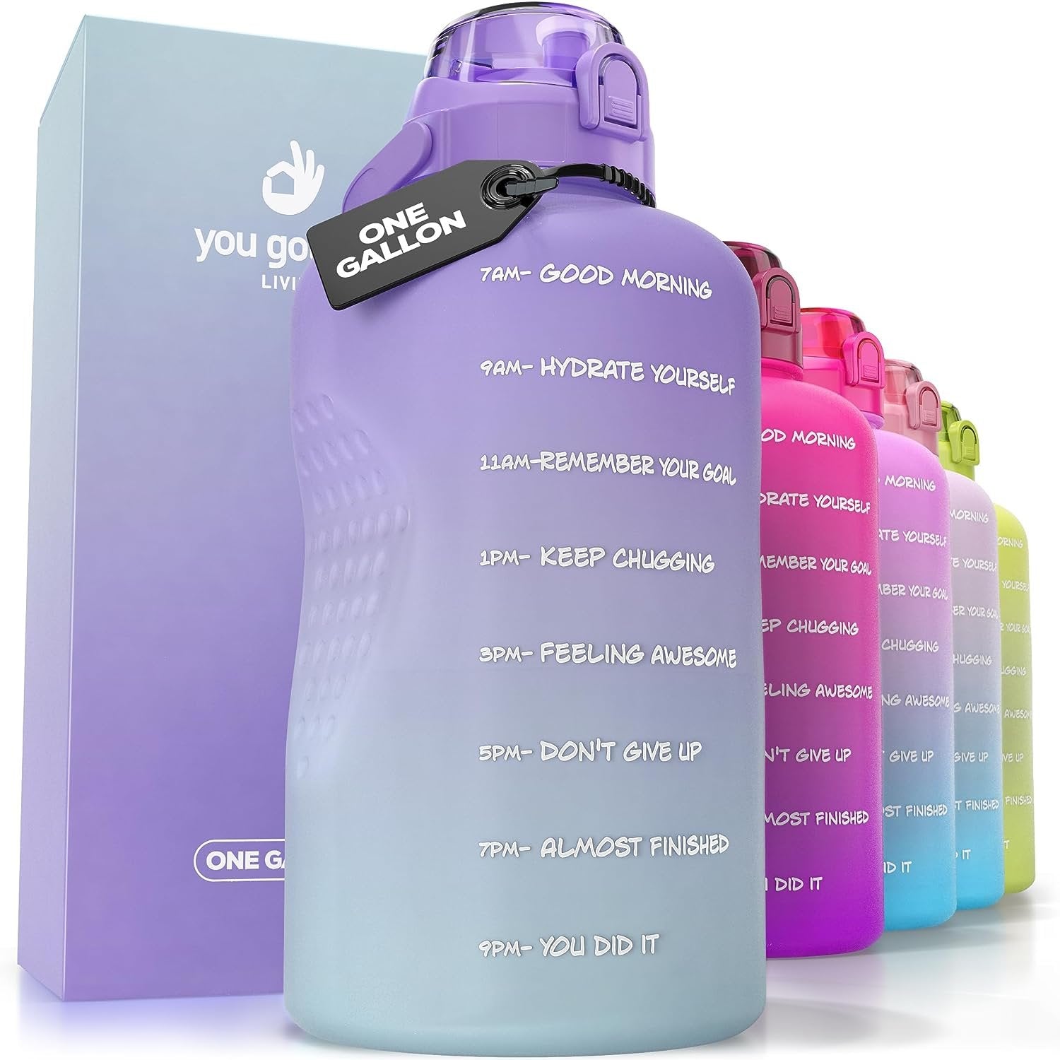 YOU GOT THIS LIVING Motivational Water Bottle with Time Marker, Gallon