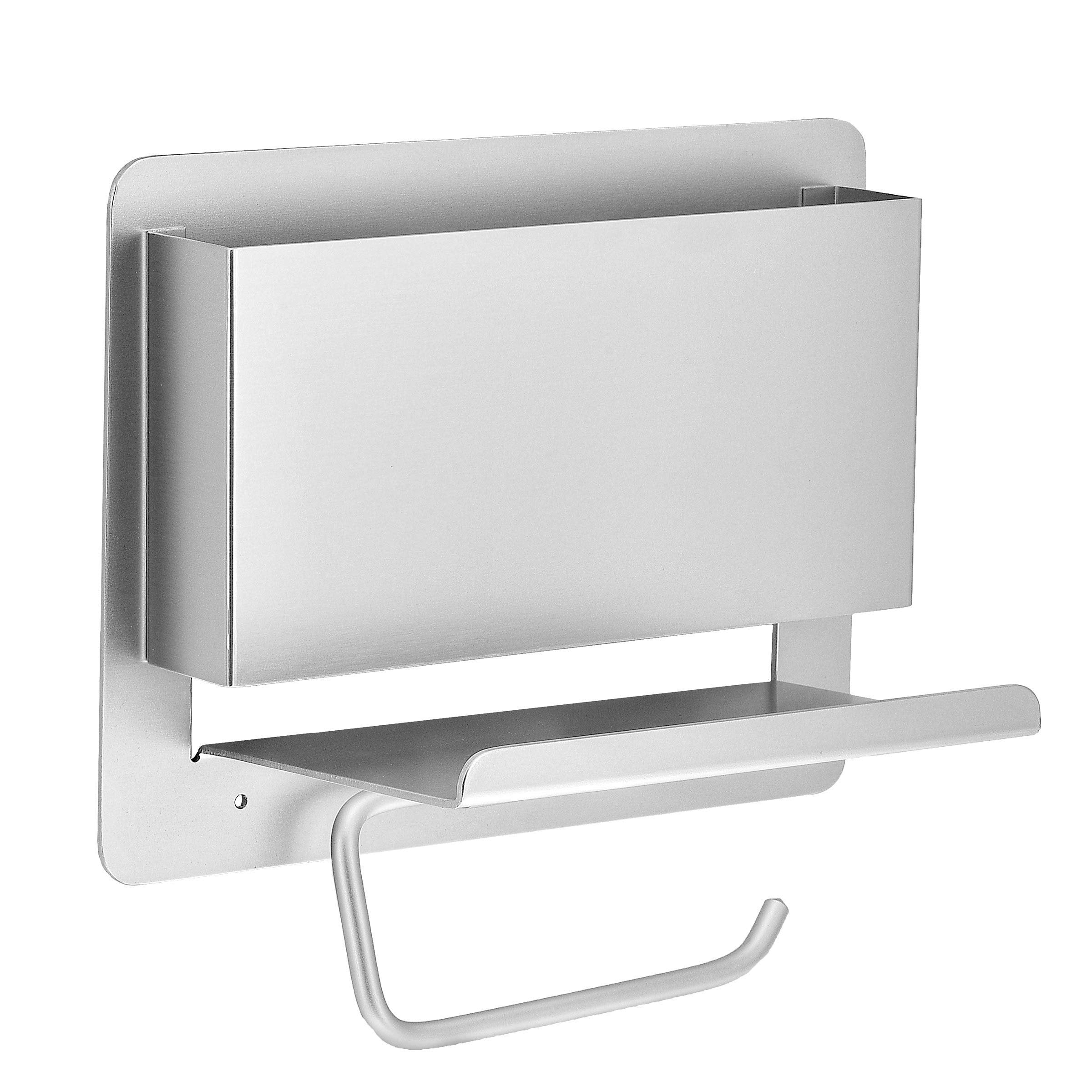 AdirHome Stainless Steel Toilet Paper Holder with Shelf - Fits All Mobile Phones - Bathroom Rack & Magazine Organizer - Free Shipping