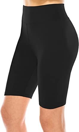 SATINA Biker Shorts for Women - High Waist Biker Shorts Without Pockets - Yoga Shorts for Regular & Plus Size Women (8-Inch, Small, Black Shorts)