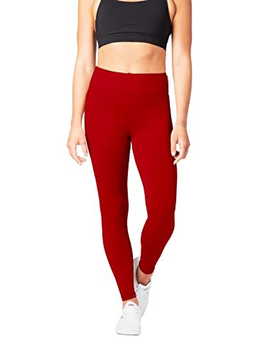 SATINA High Waisted Leggings for Women - Workout Leggings for Regular & Plus Size Women - Red Leggings Women - Yoga Leggings for Women |3 Inch Waistband (Plus Size, Red)