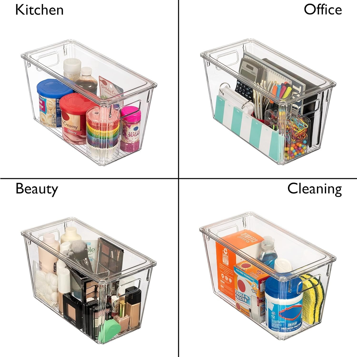 ClearSpace Plastic Storage Bins with Lids – Perfect Kitchen Organization or Pantry Fridge Organizer, and Bins, Cabinet Organizers